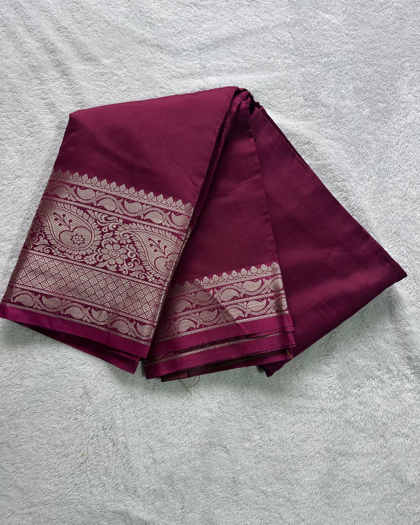 Maroon with light mehndi green blouse semi silk saree