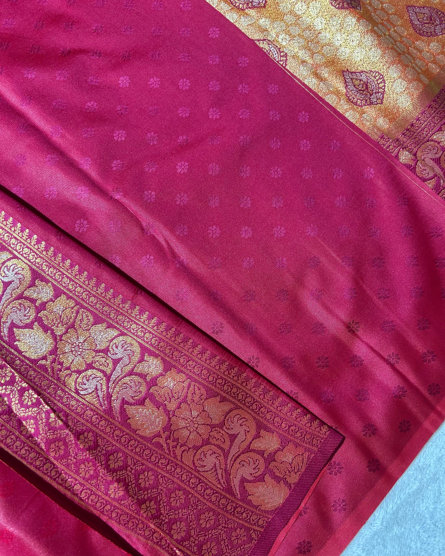 Orange with Pink Banaras Kanchipuram silk saree