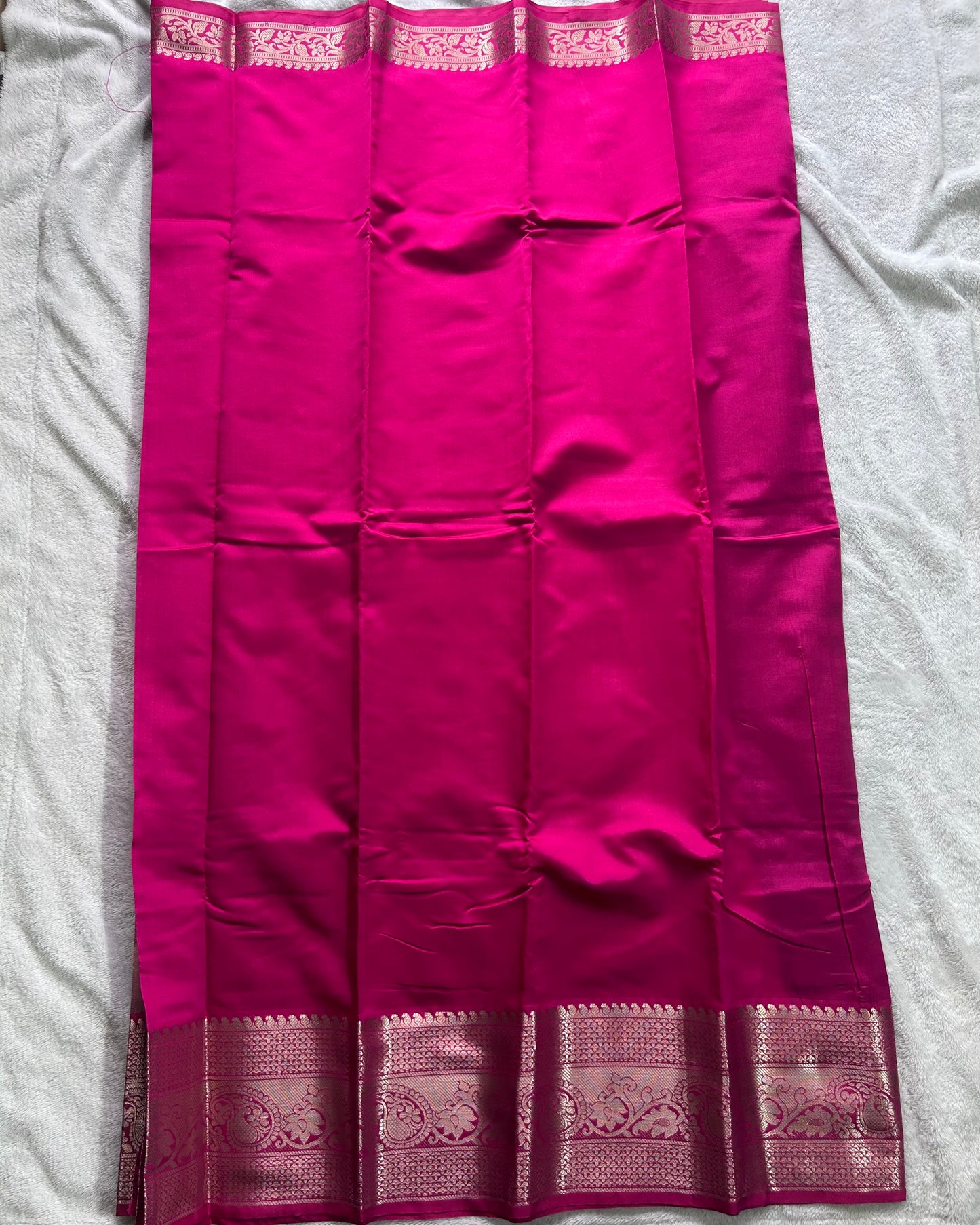 Rani pink with mehendi green contrast blouse semi silk saree