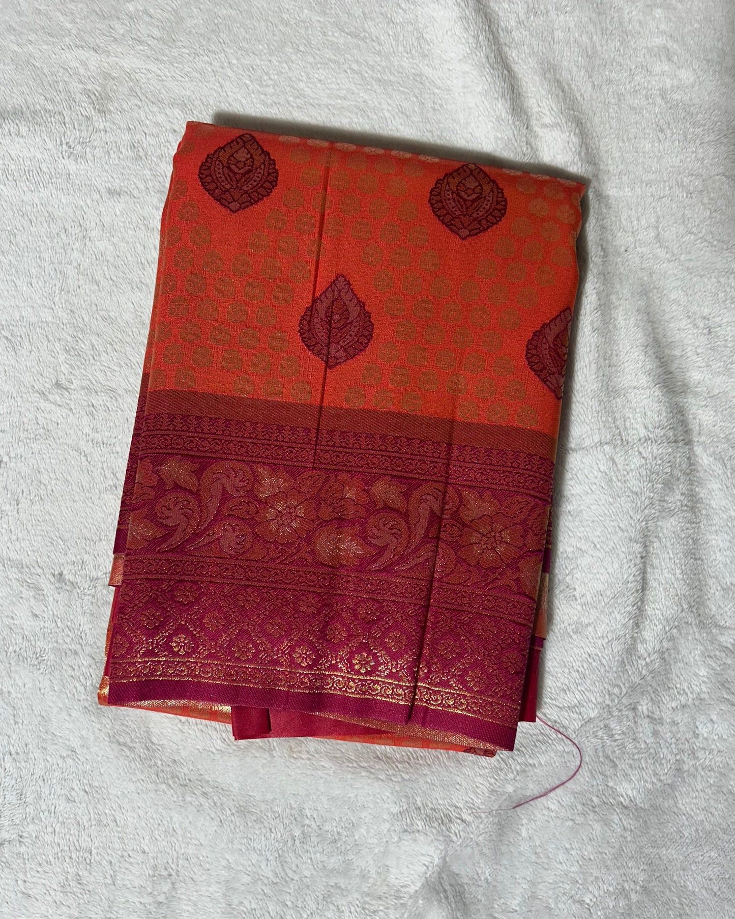 Orange with Pink Banaras Kanchipuram silk saree