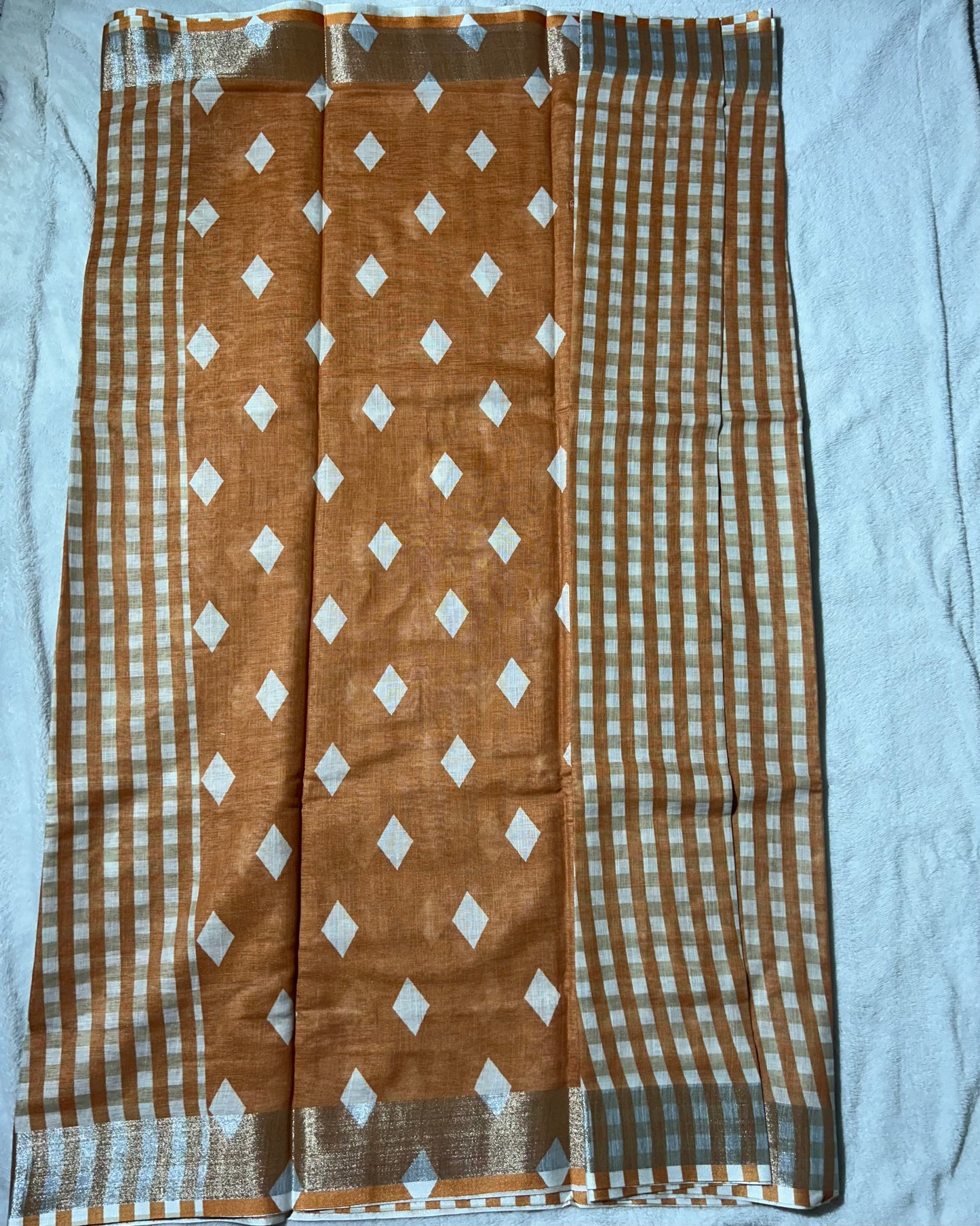 Nayanathara inspired cotton silk checks saree in orange