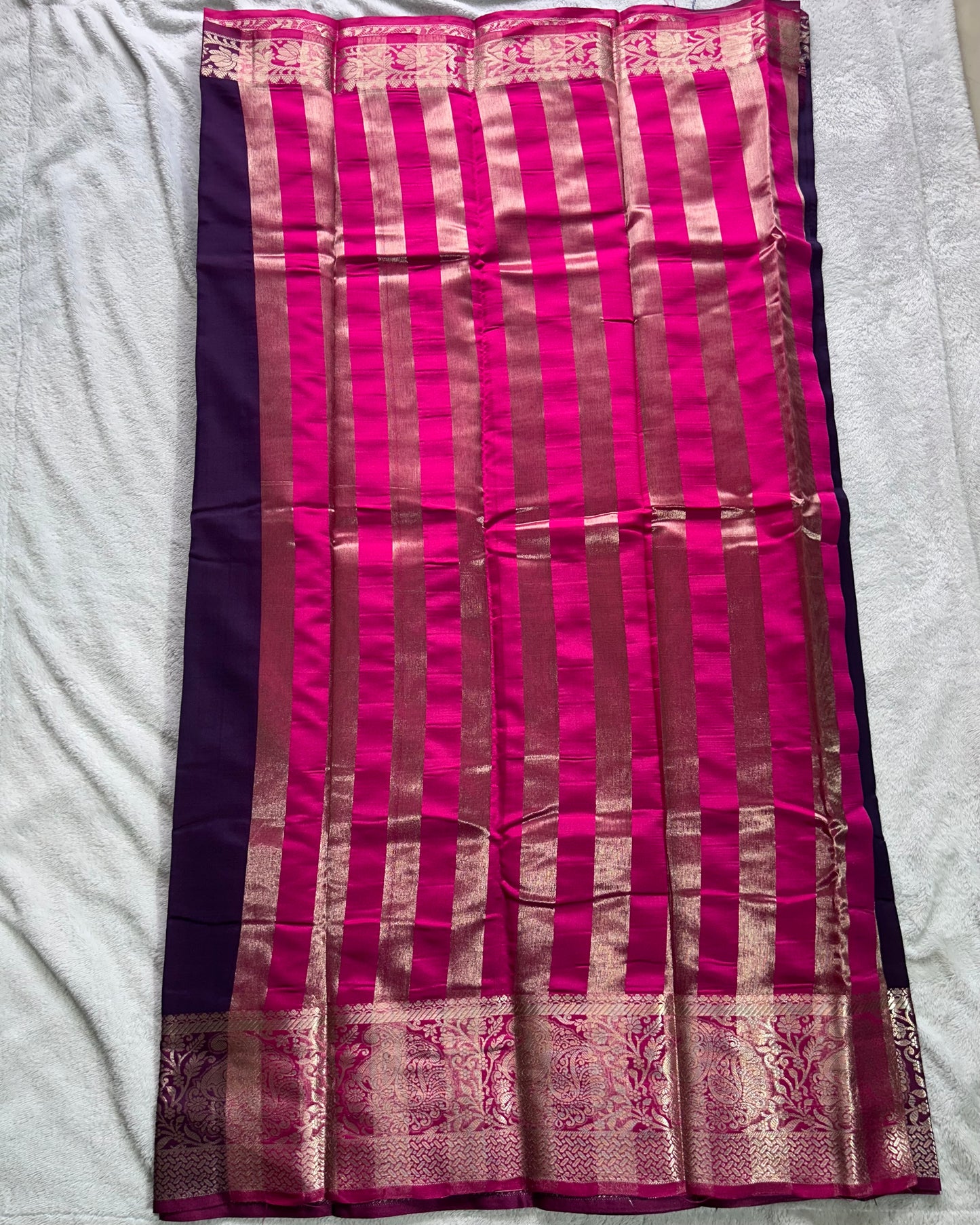 Wine with pink colour blouse semi silk saree