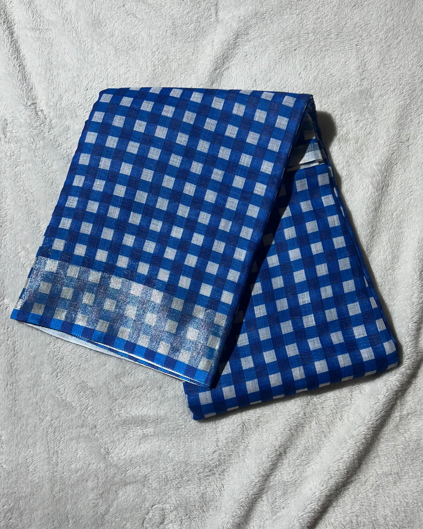 Nayanathara inspired cotton silk checks saree in Blue
