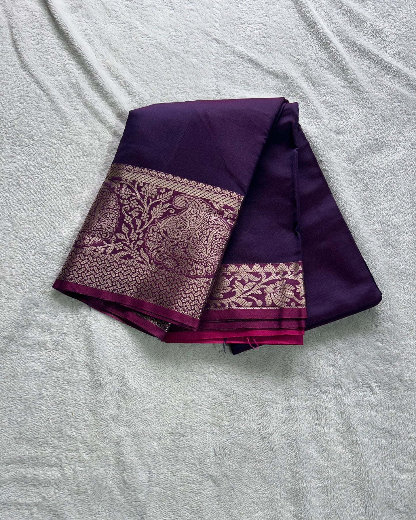 Wine with pink colour blouse semi silk saree