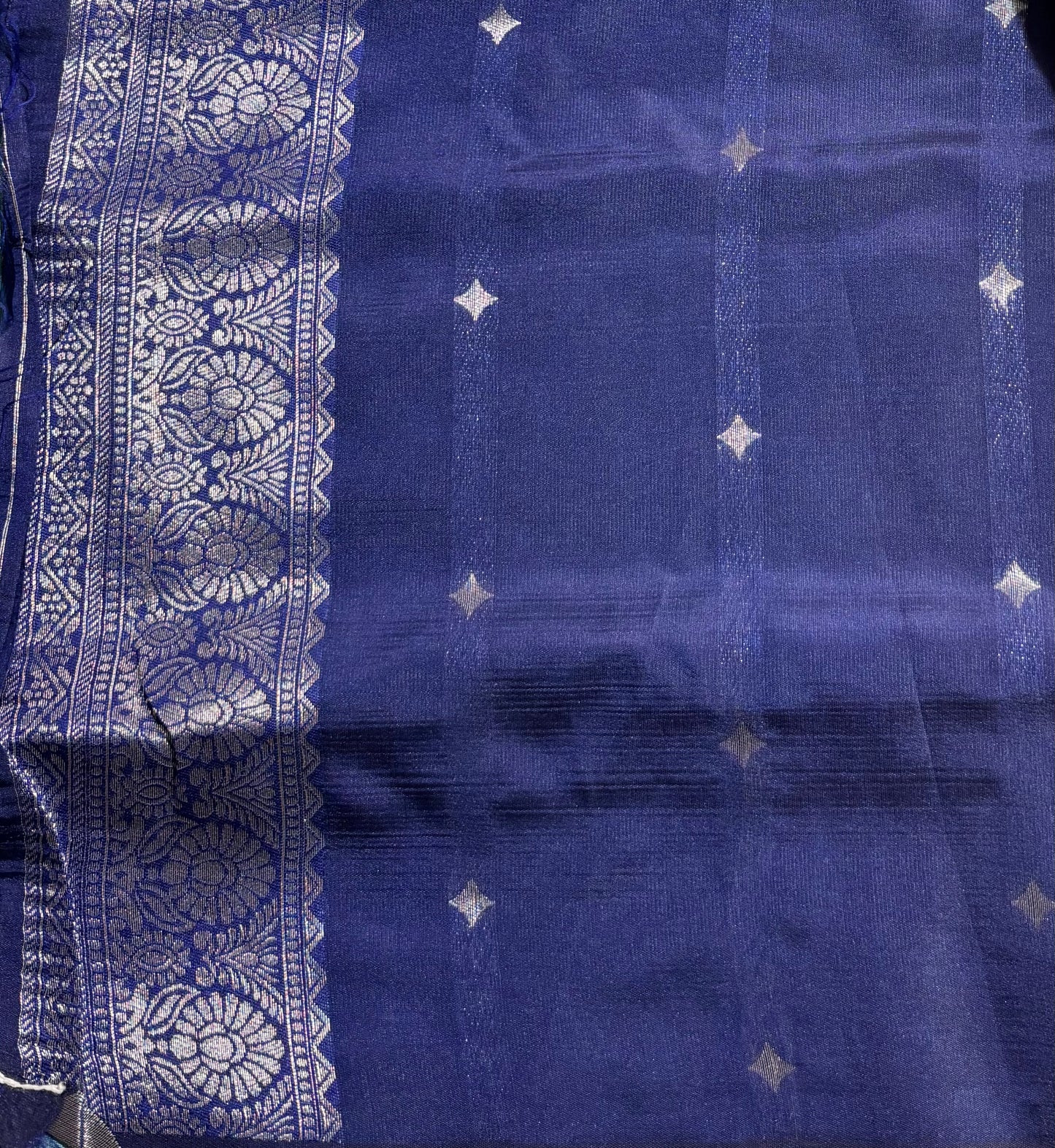 Pink with navy blue contrast blouse semi silk saree