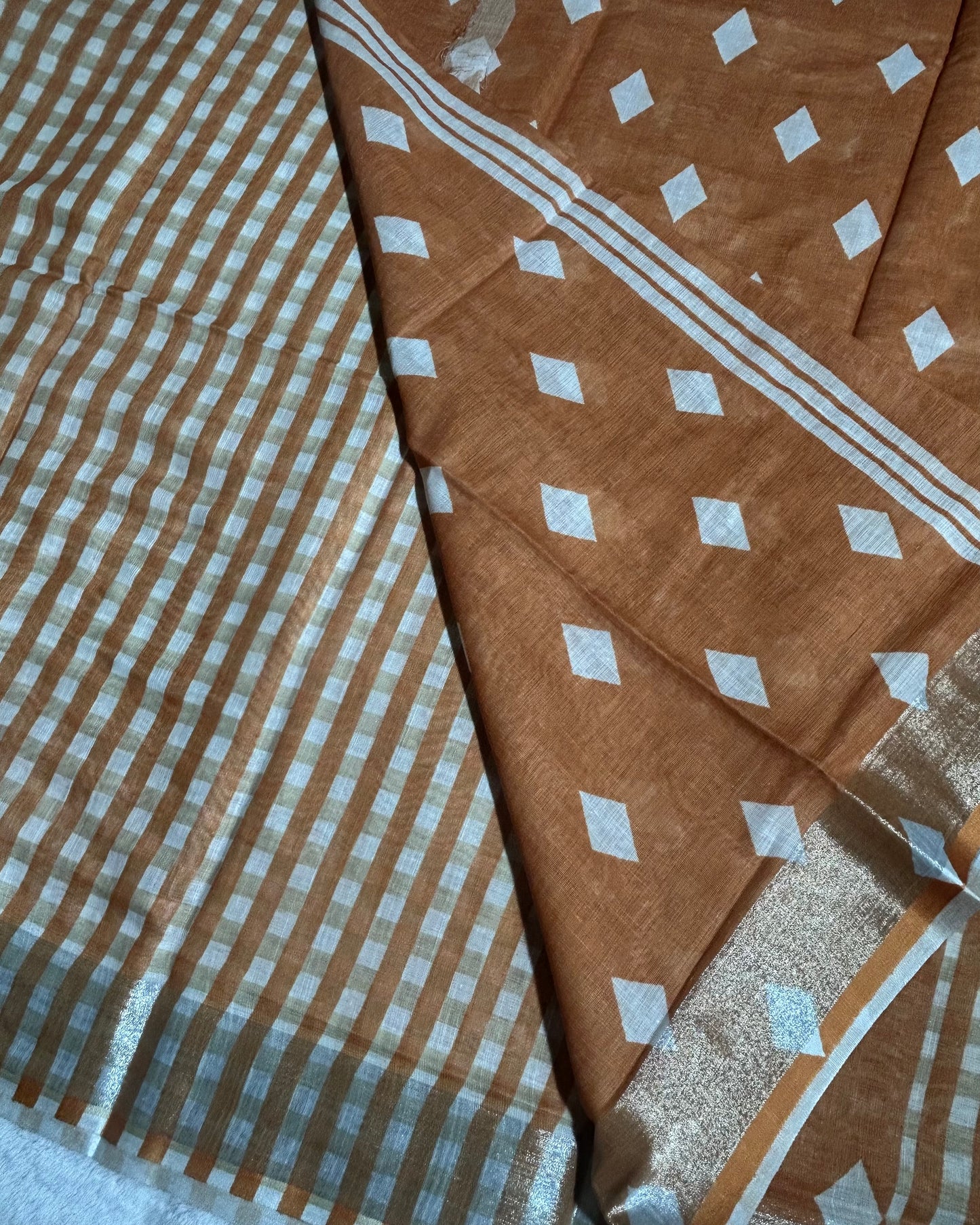 Nayanathara inspired cotton silk checks saree in orange