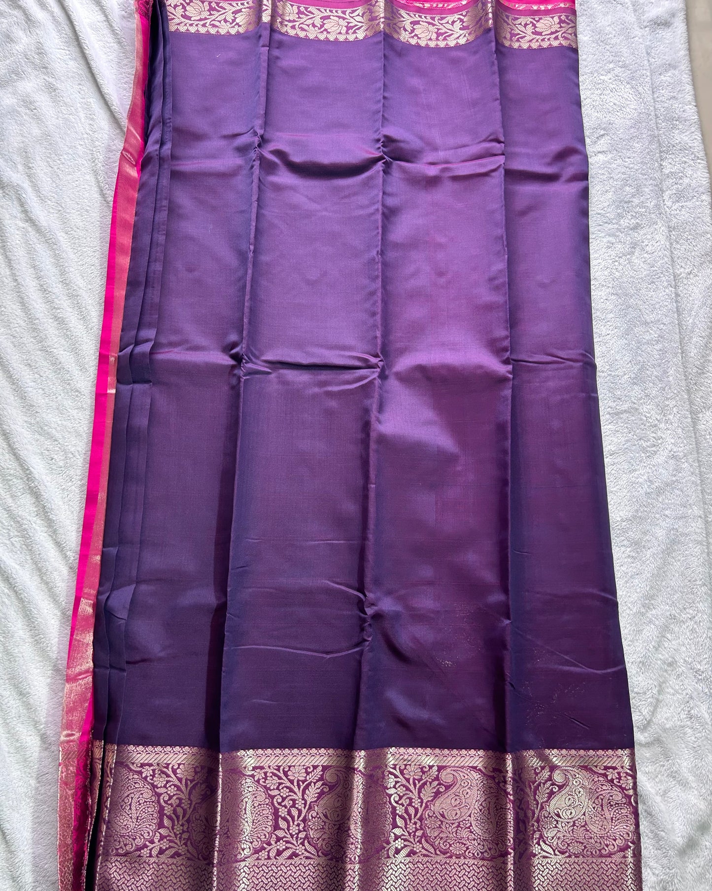 Wine with pink colour blouse semi silk saree