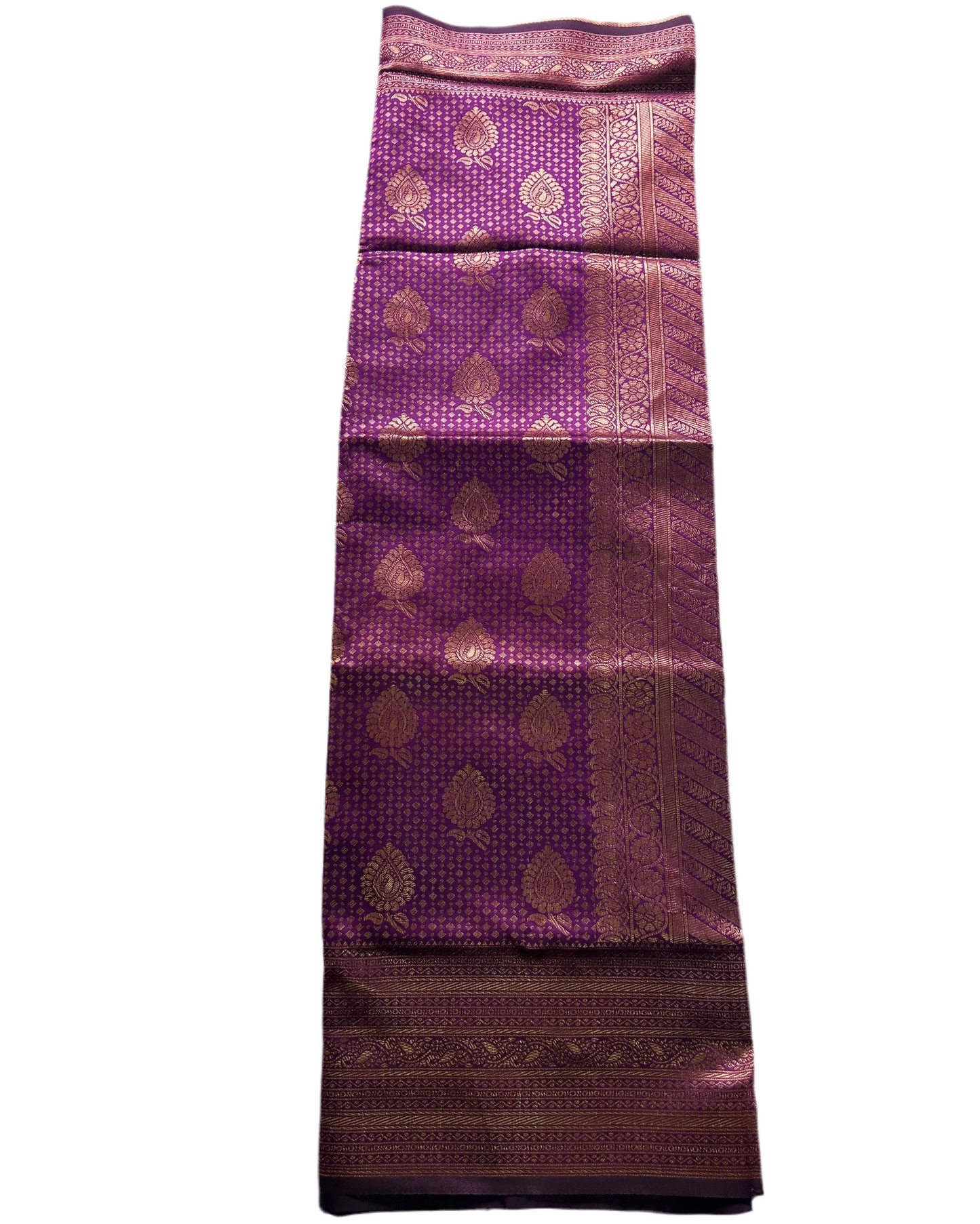 Violet semi silk fancy saree with all over zari work