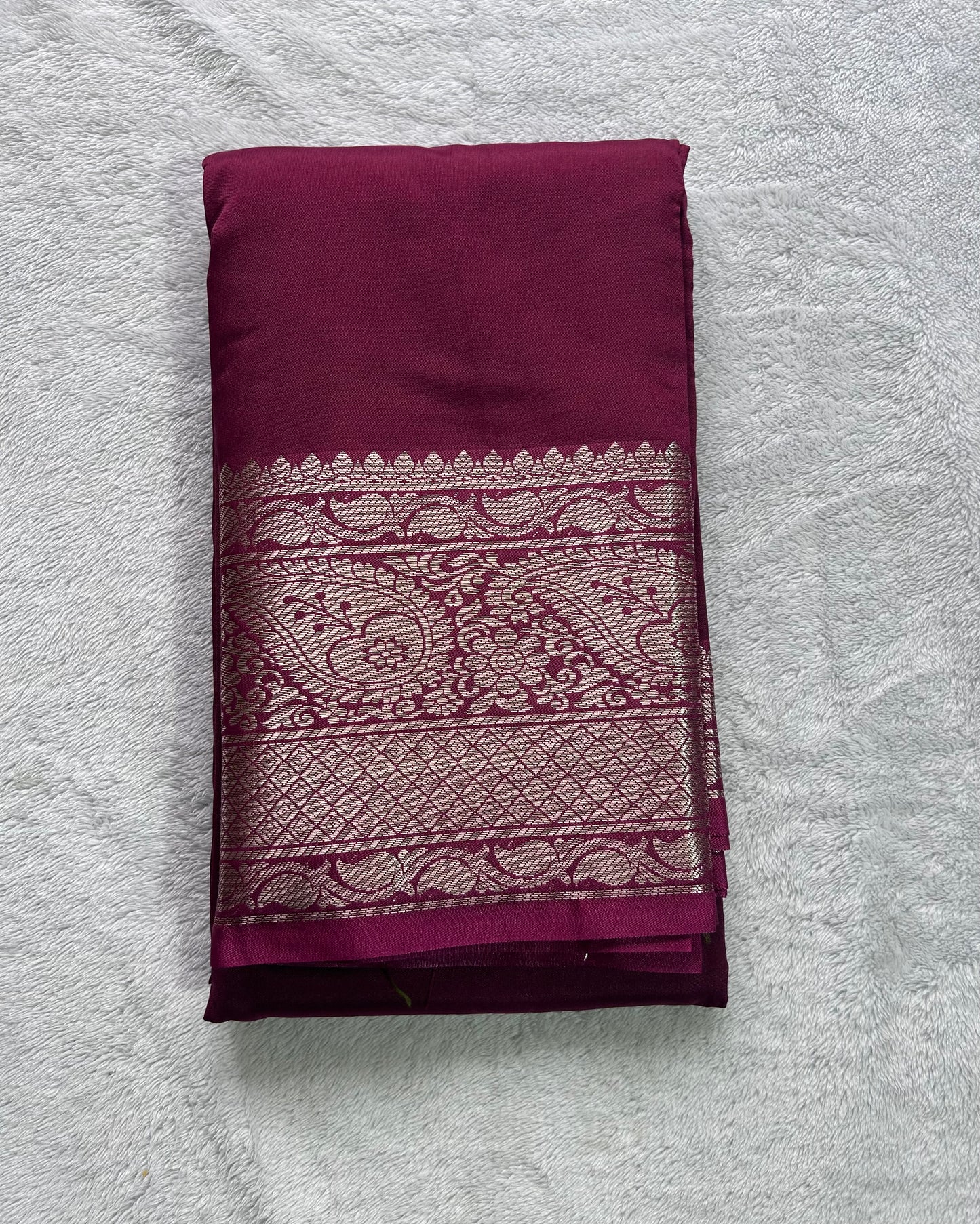 Maroon with light mehndi green blouse semi silk saree