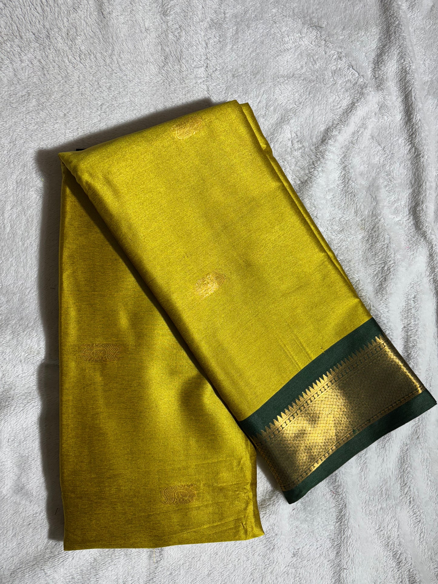 Parrot green with bottle green silk cotton saree