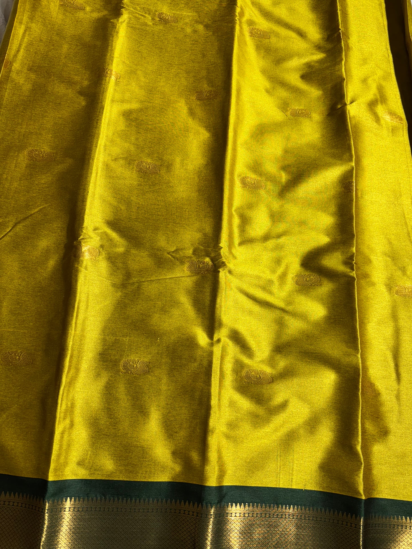 Parrot green with bottle green silk cotton saree