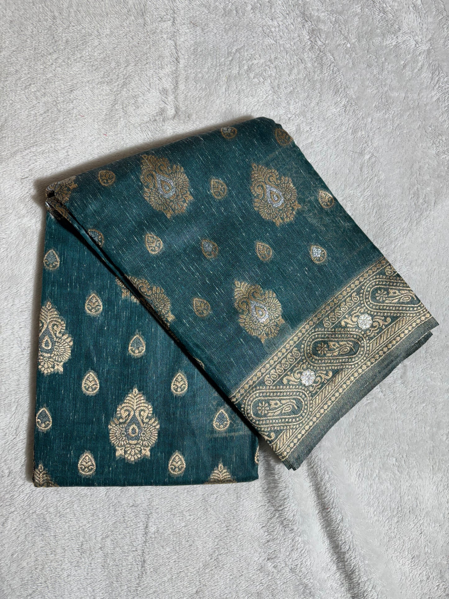 Green cotton silk saree