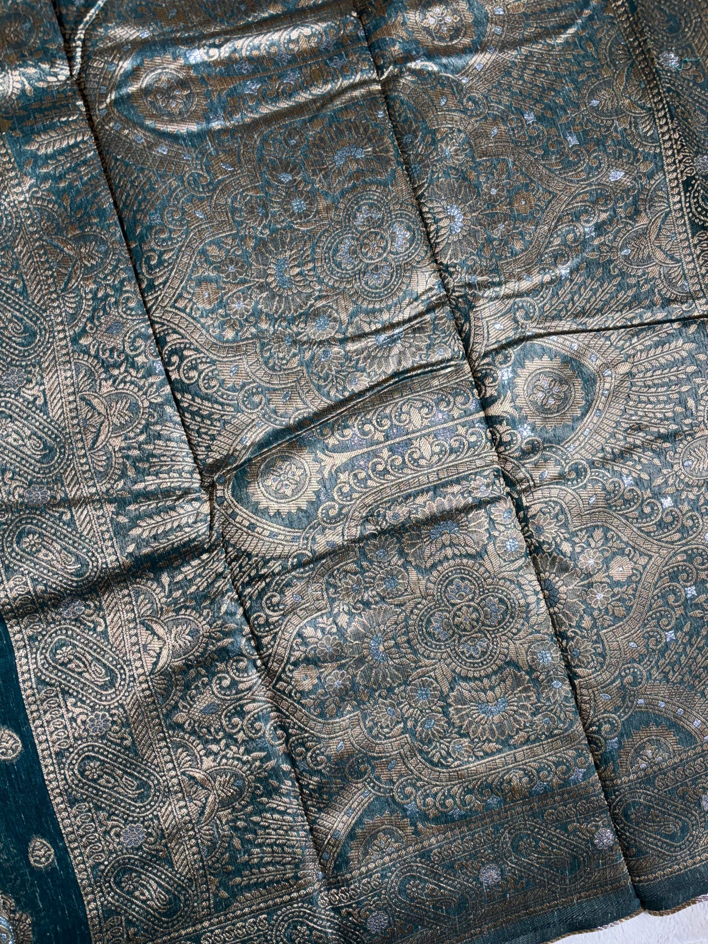 Green cotton silk saree