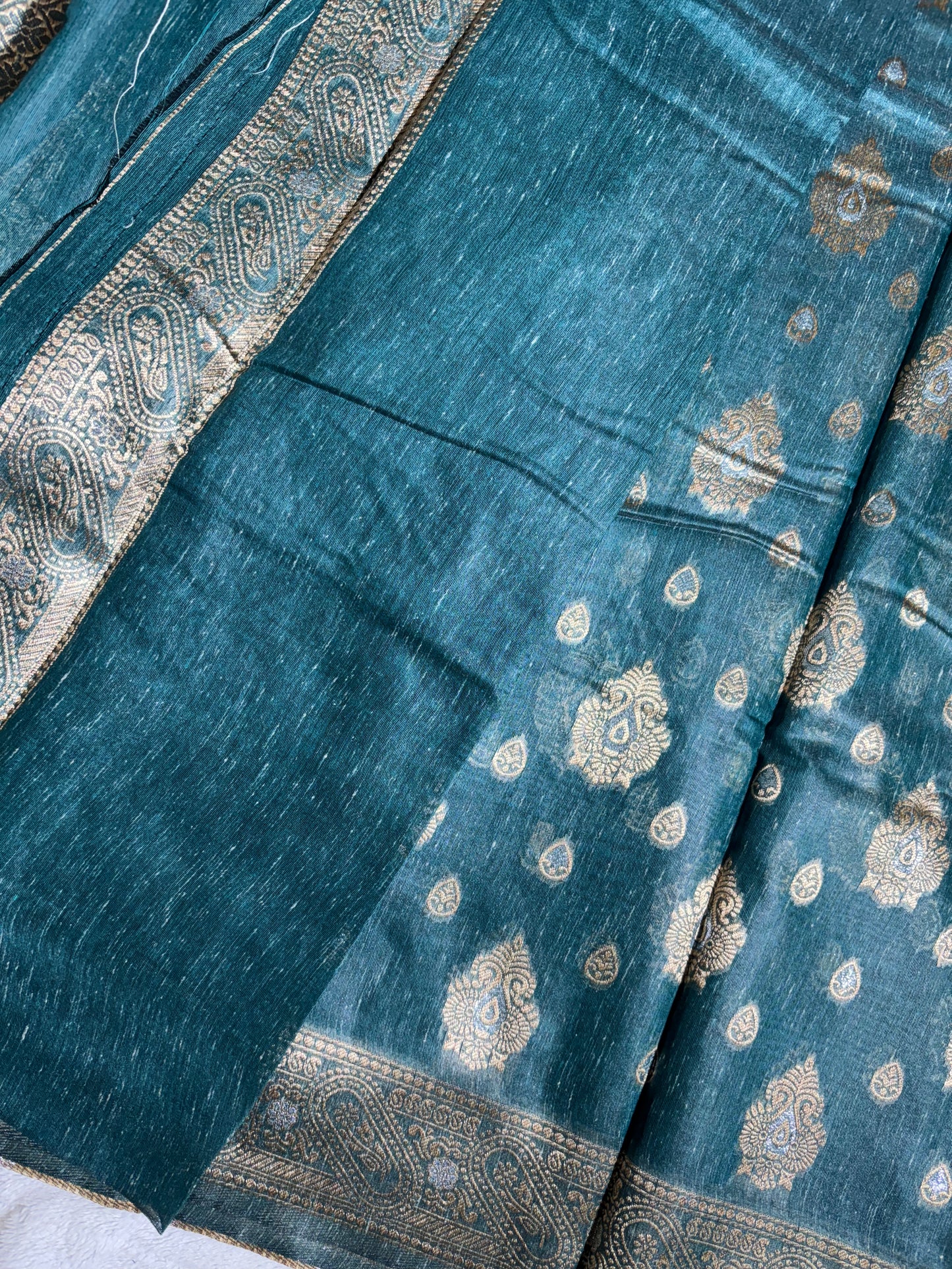 Green cotton silk saree