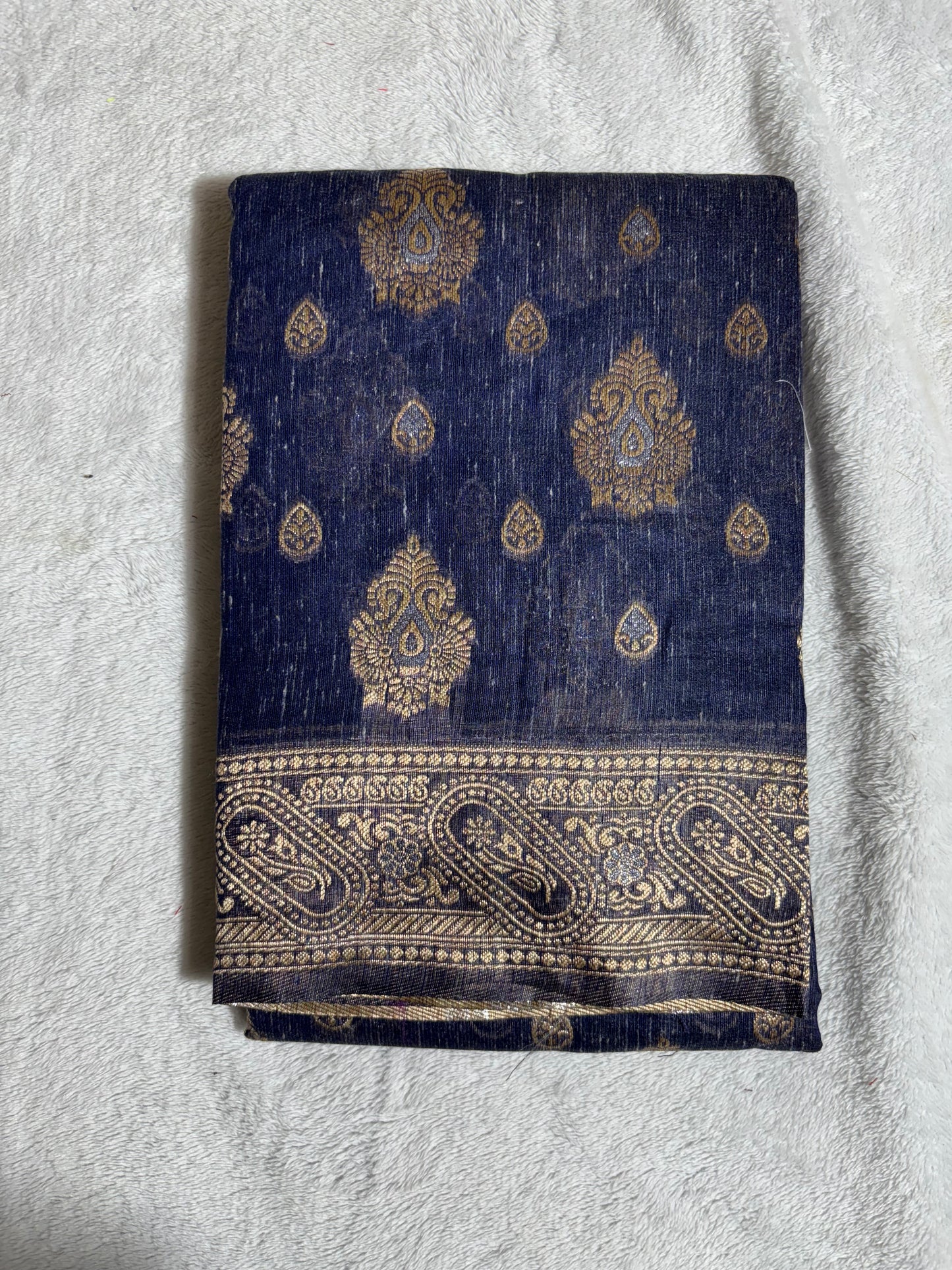 Navi blue cotton silk saree