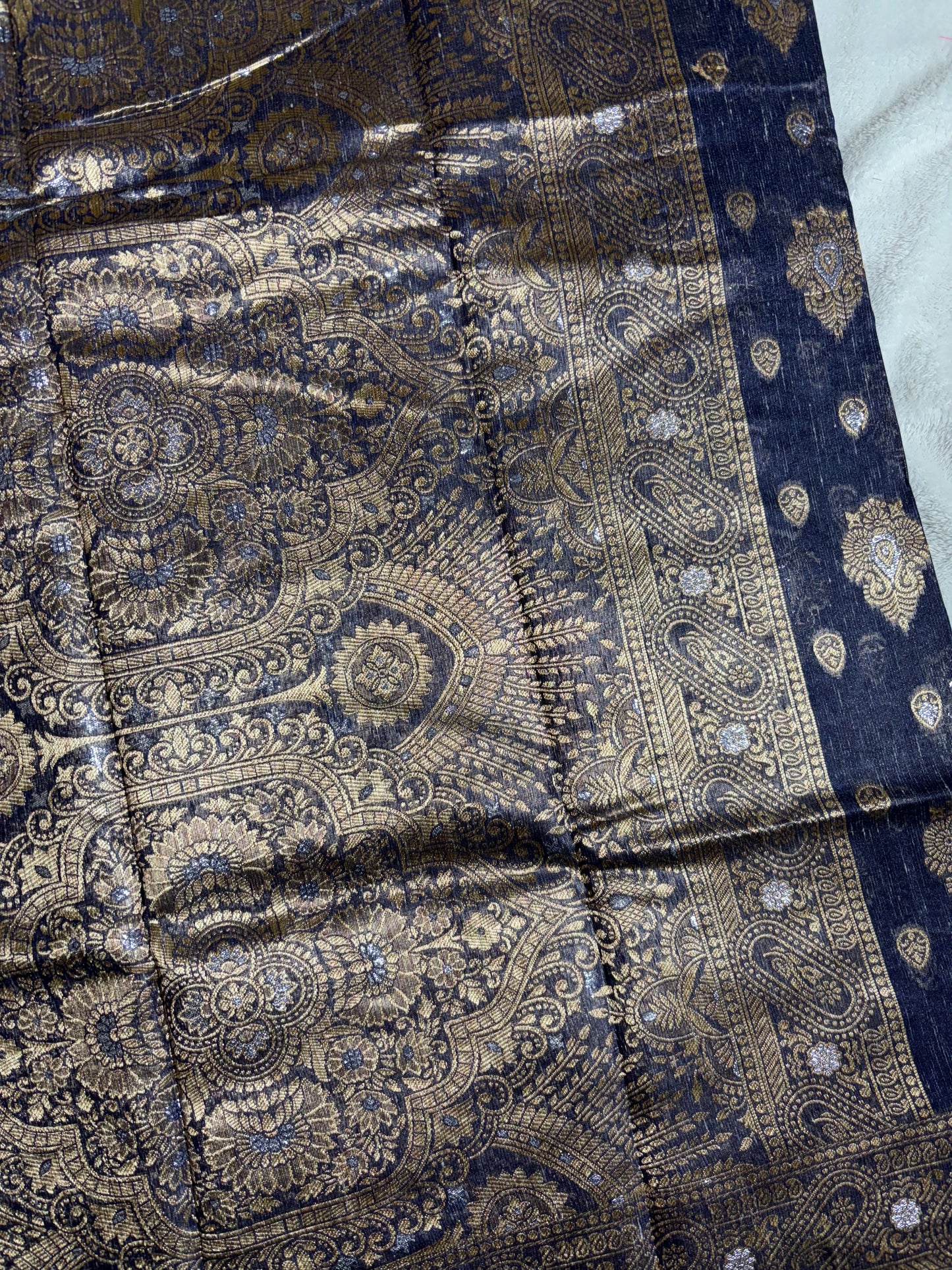 Navi blue cotton silk saree