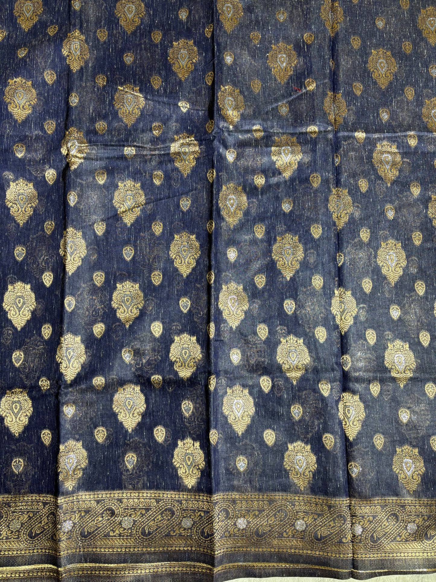 Navi blue cotton silk saree