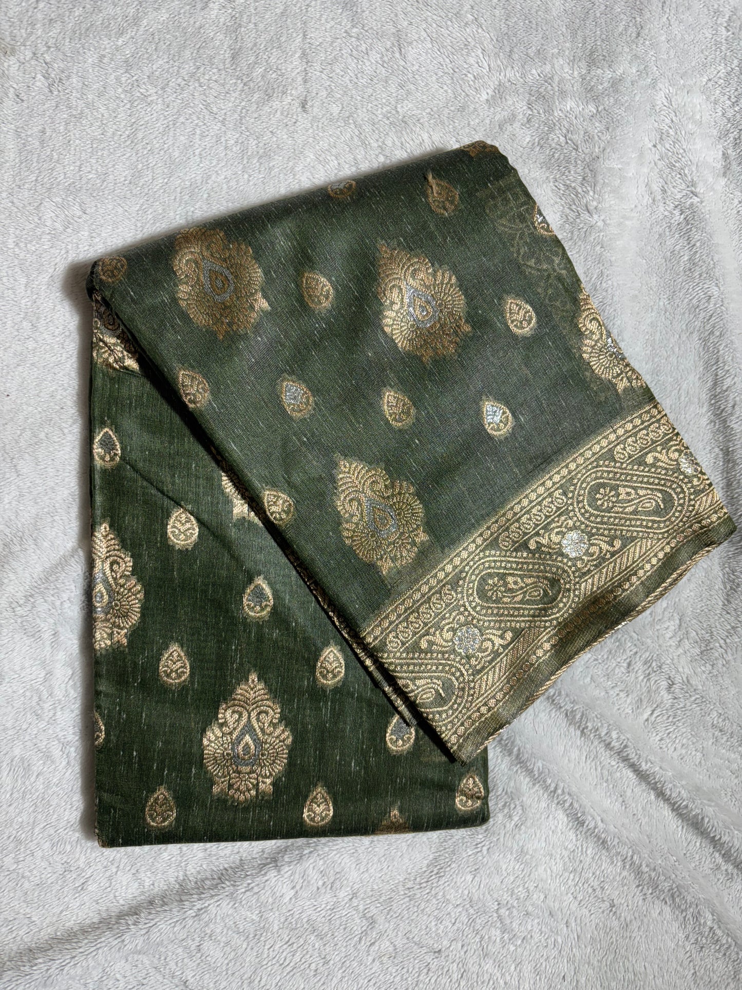 Mehendi green cotton silk saree