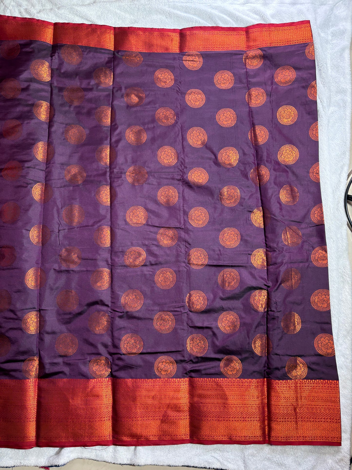 Regal Crimson Banaras Saree with Rich Copper Zari Border