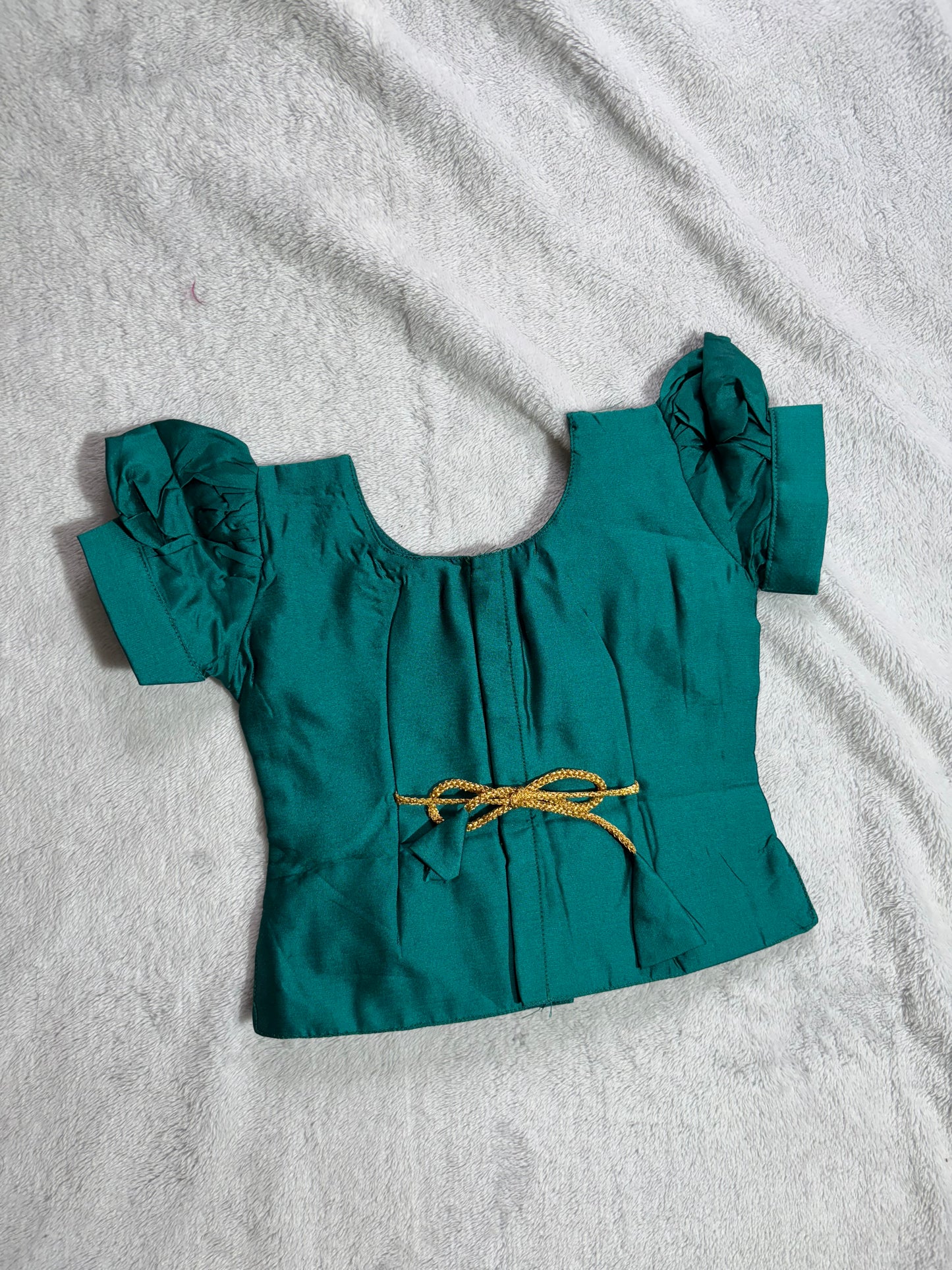 Dark green blouse with mustard yellow lehenga pattu pavadai