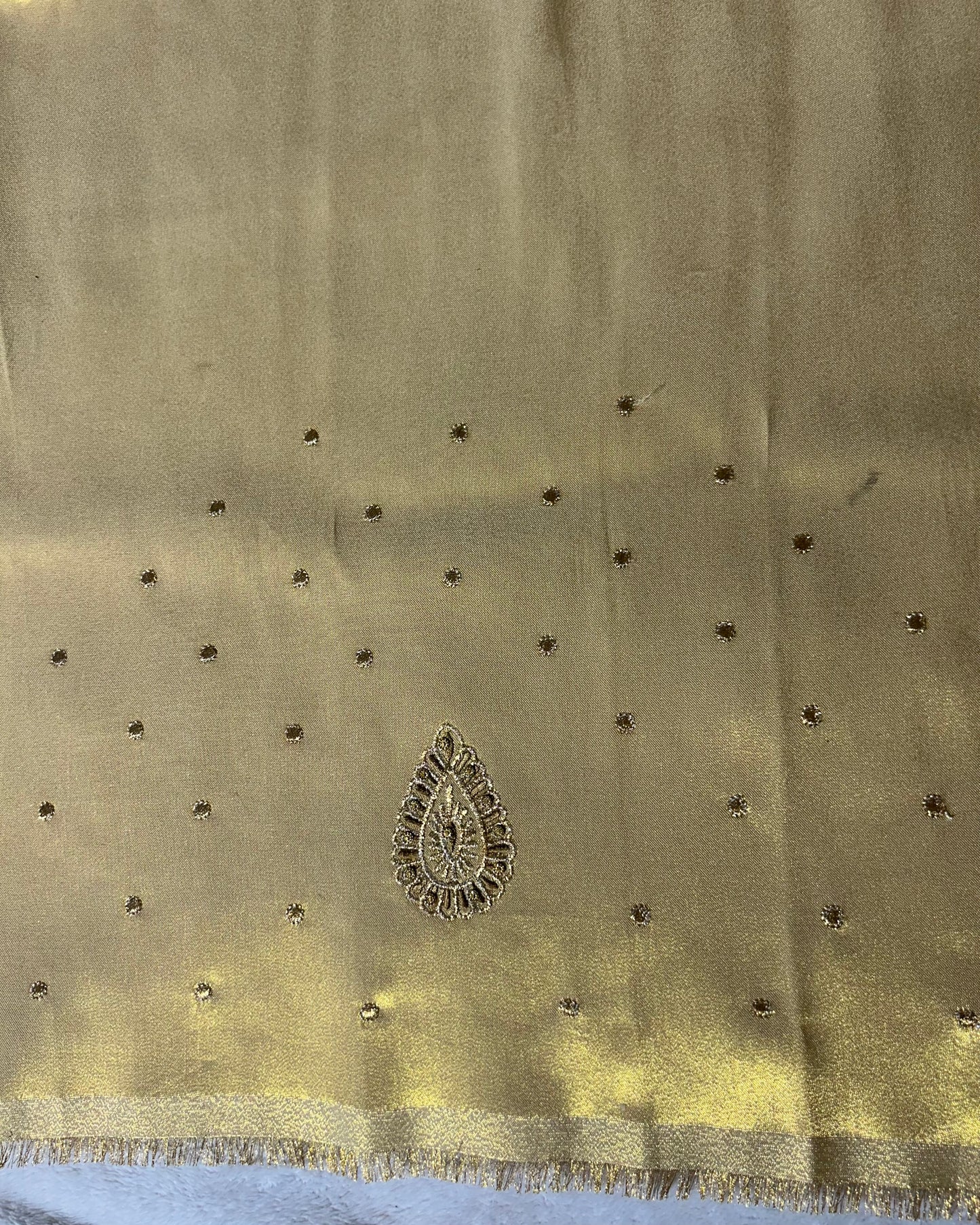 Silk Blouse material with work - Golden