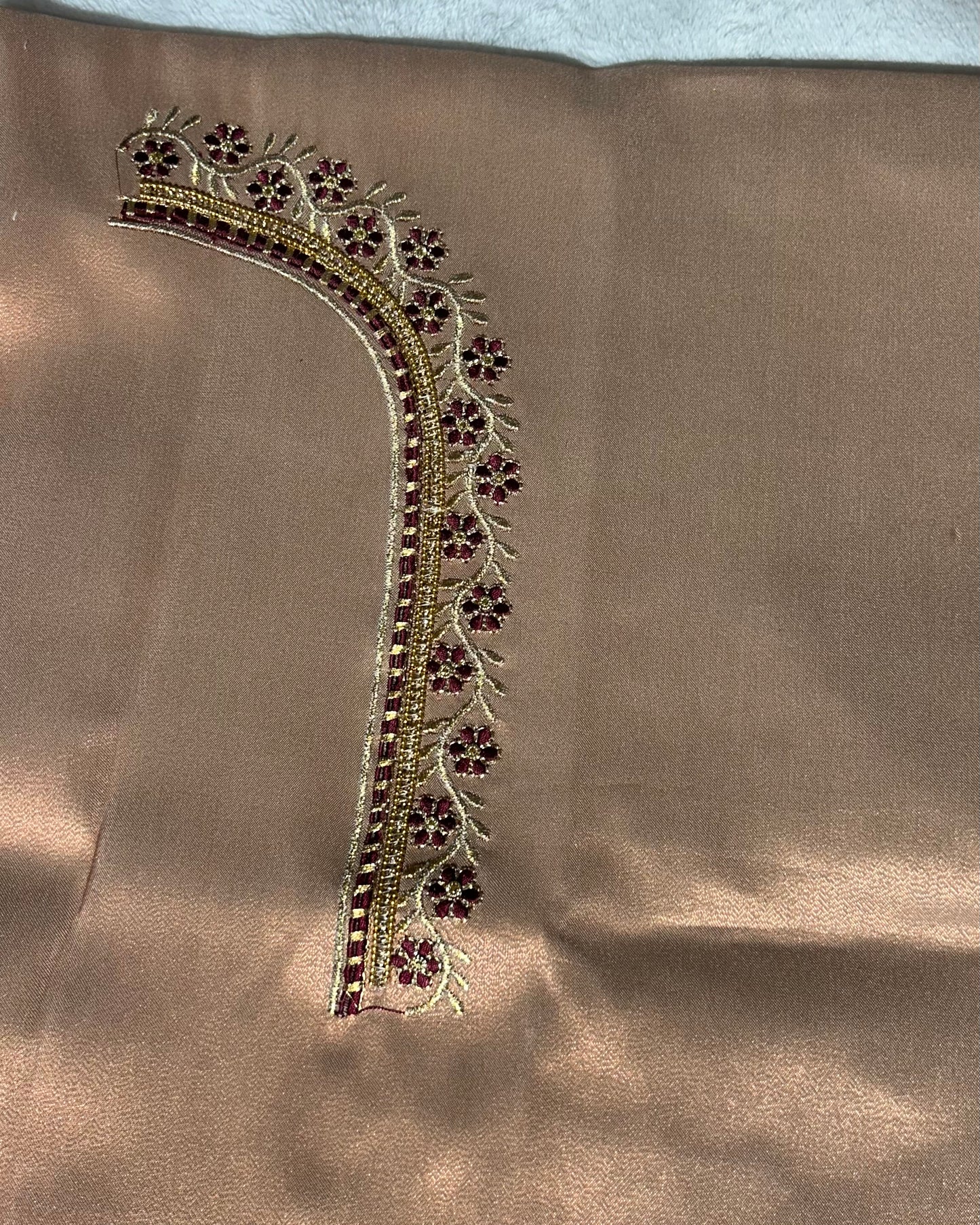 Silk Blouse Material with work- Bronze