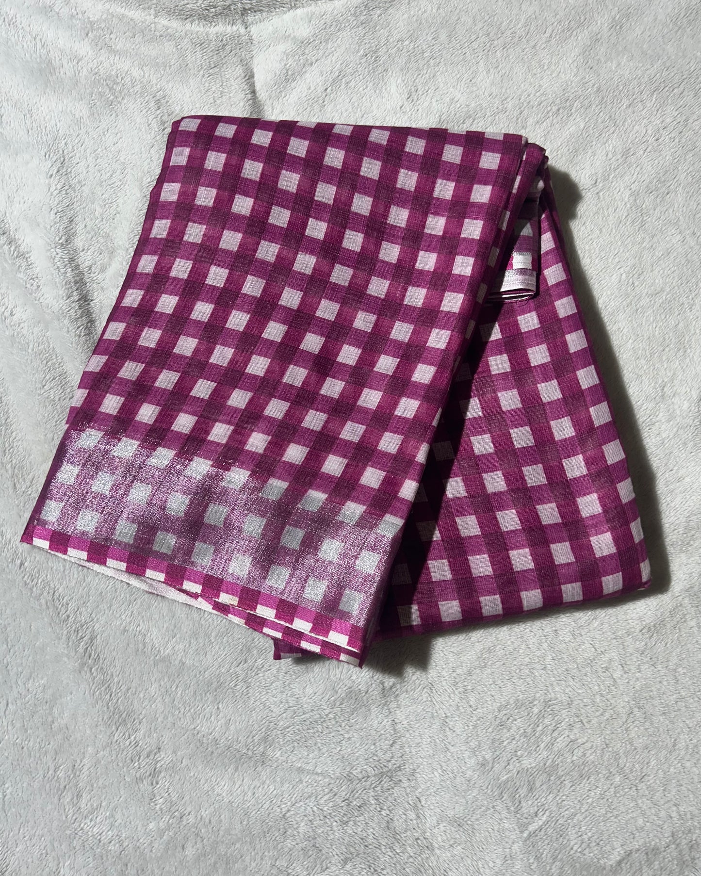 Nayanathara inspired checks saree in pink