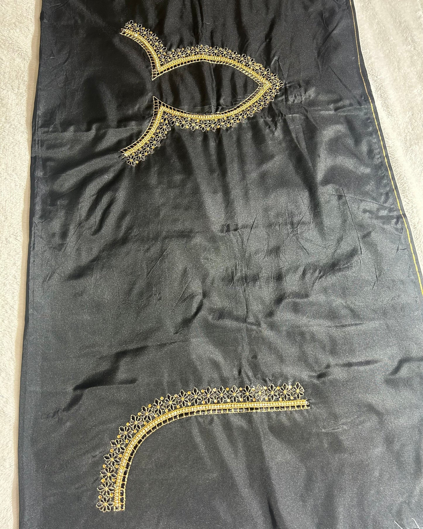 Silk blouse material with work - Black