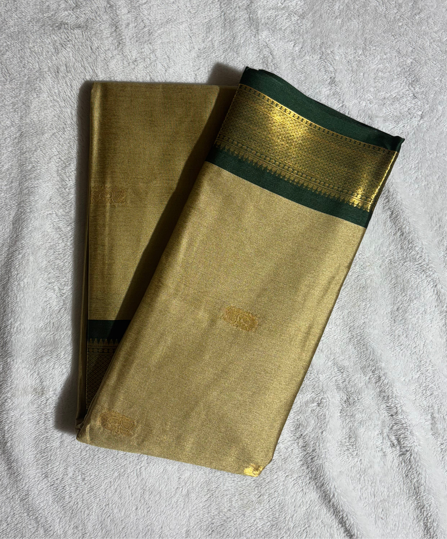 Tussar with bottle green silk cotton saree