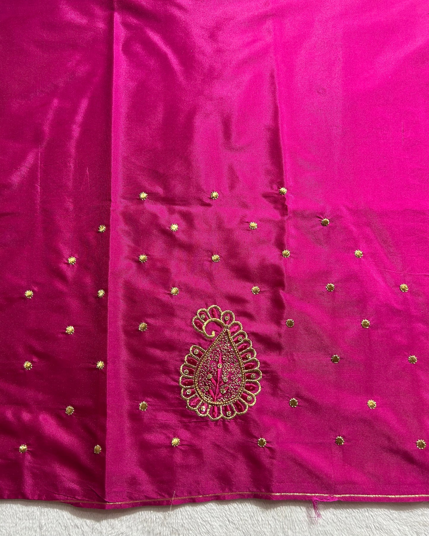 Silk Blouse material with work-Pink