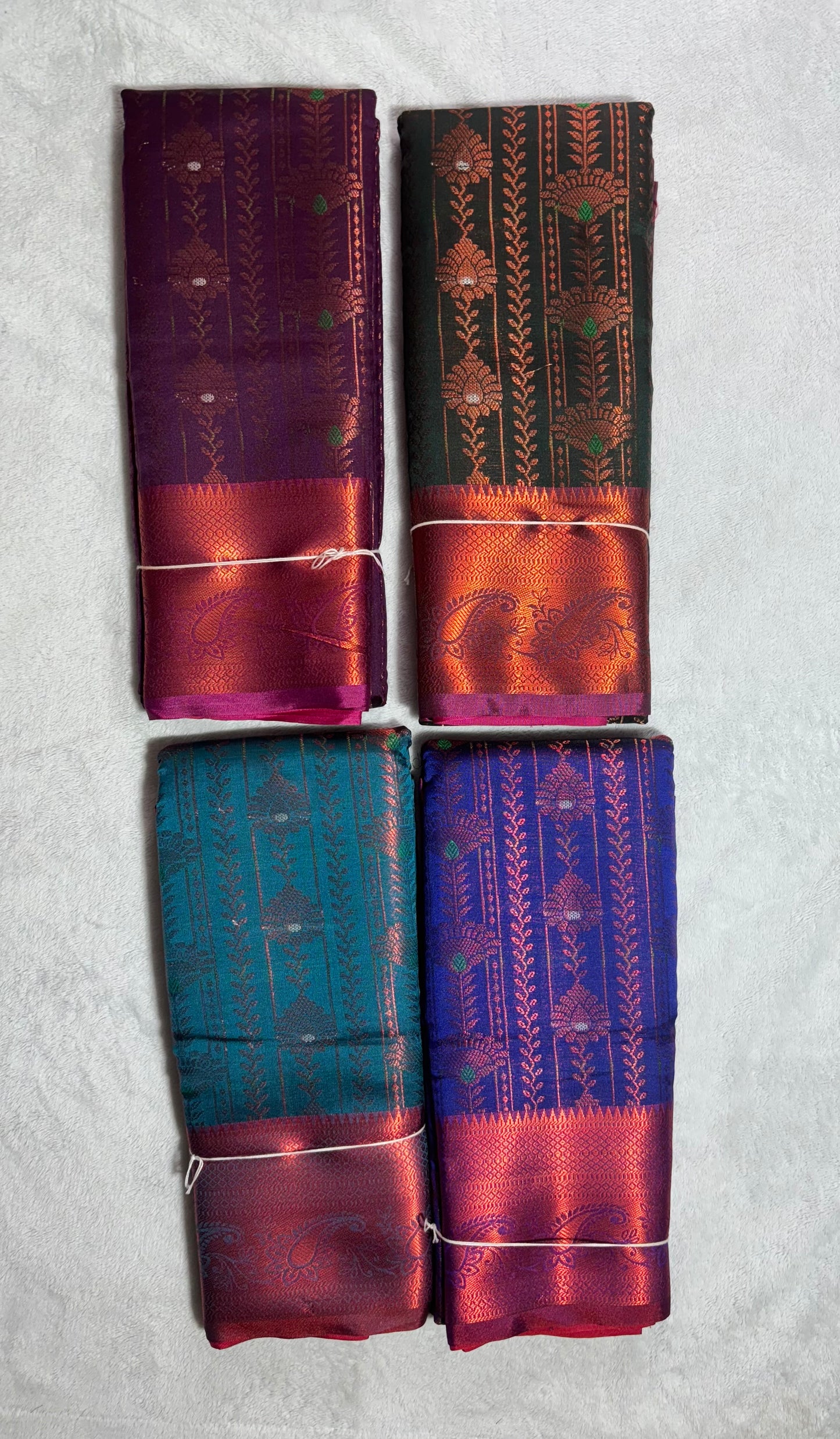 Violet with pink contrast blouse semi silk saree