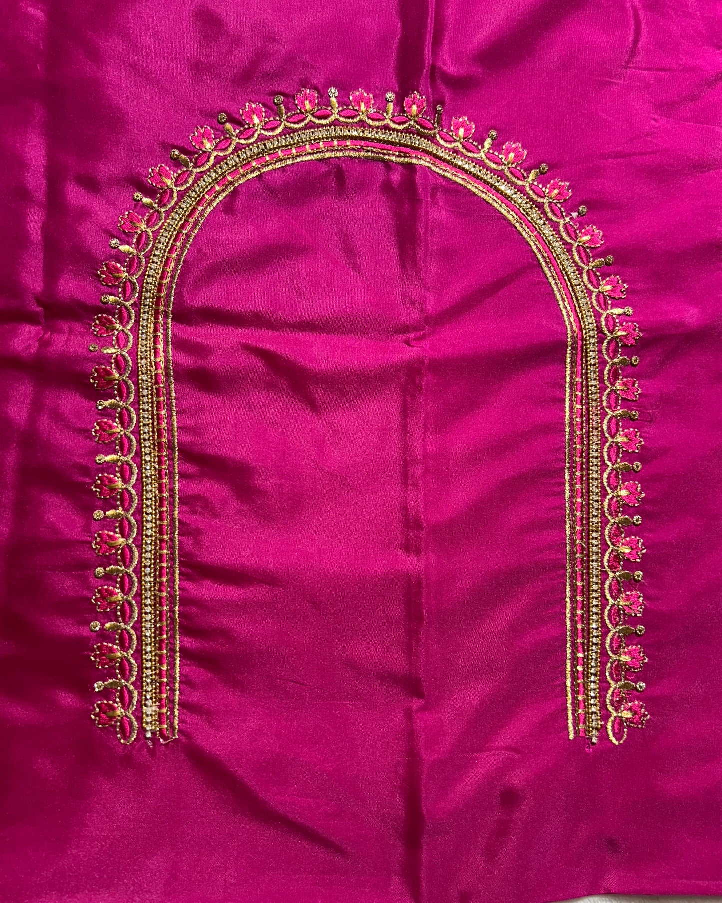 Silk Blouse material with work-Pink