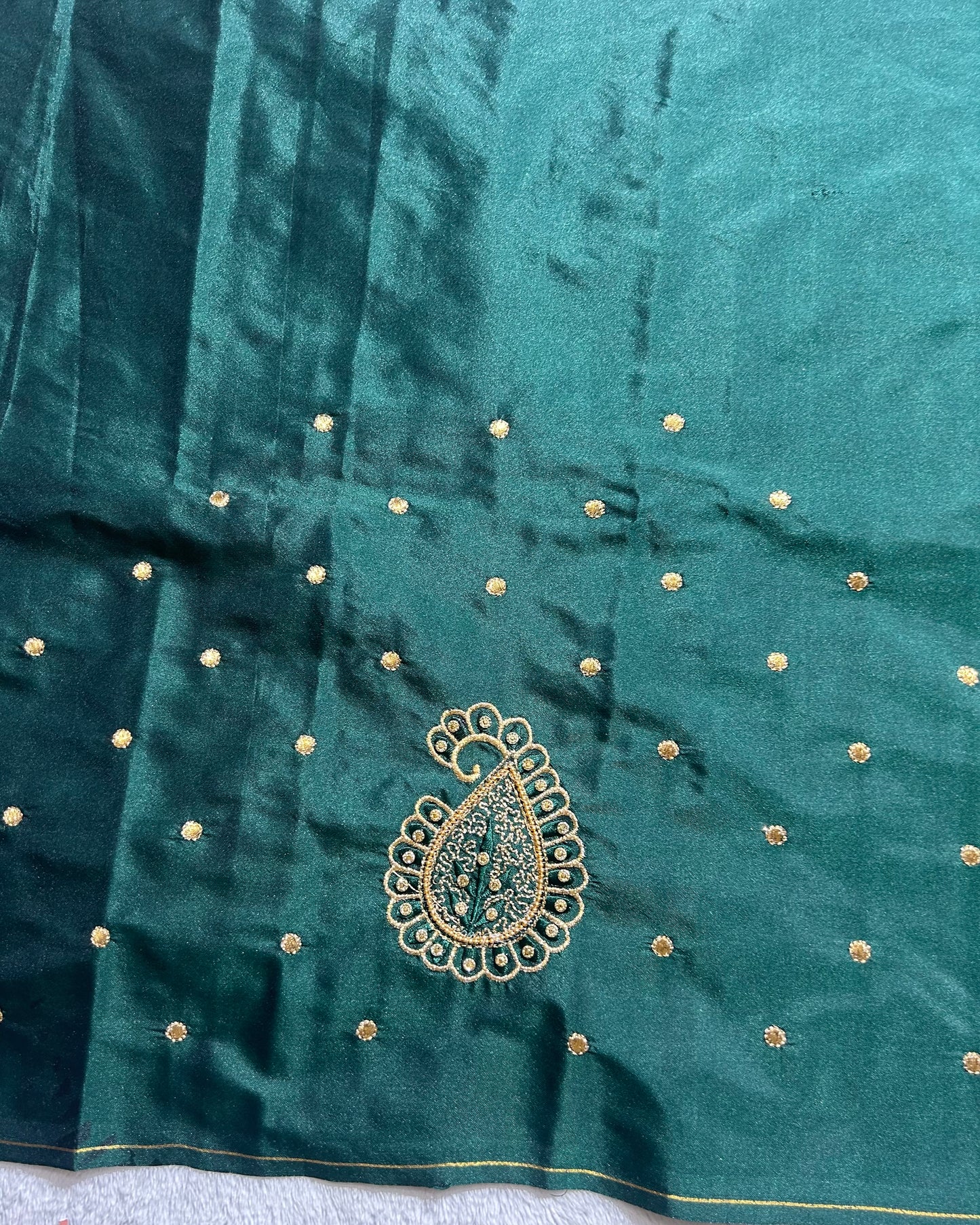 Silk Blouse material with work - Green