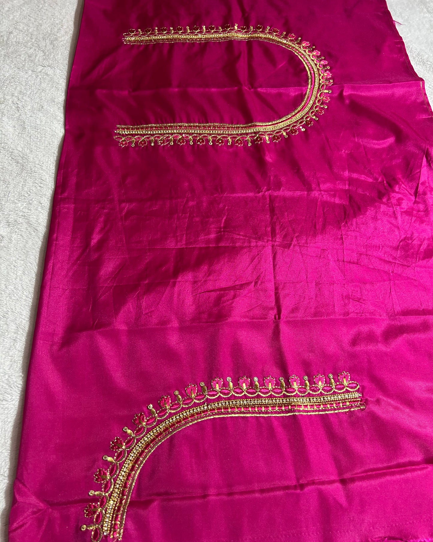 Silk Blouse material with work-Pink