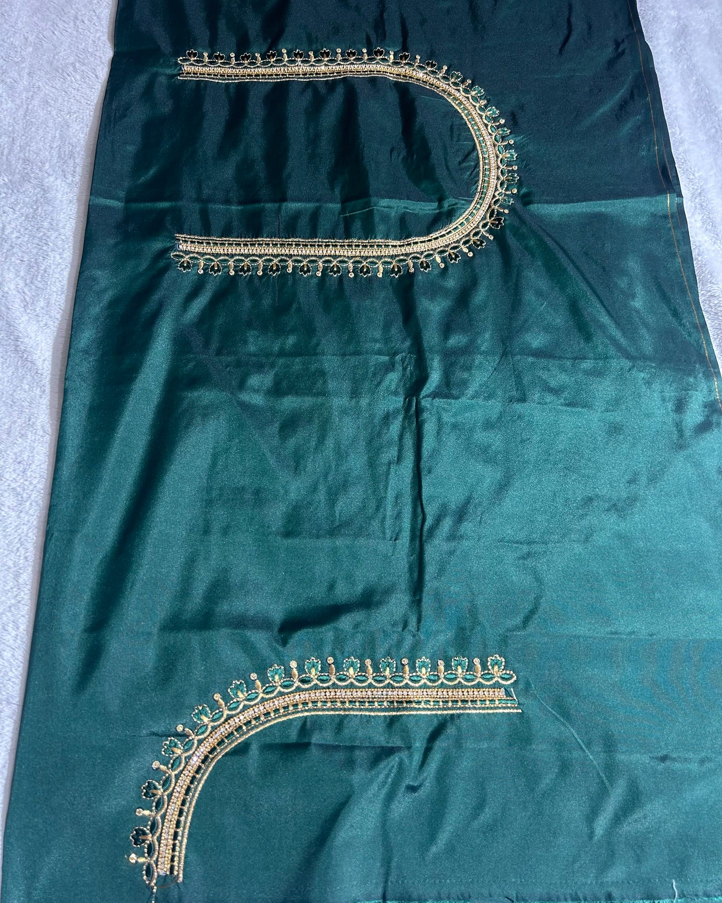 Silk Blouse material with work - Green