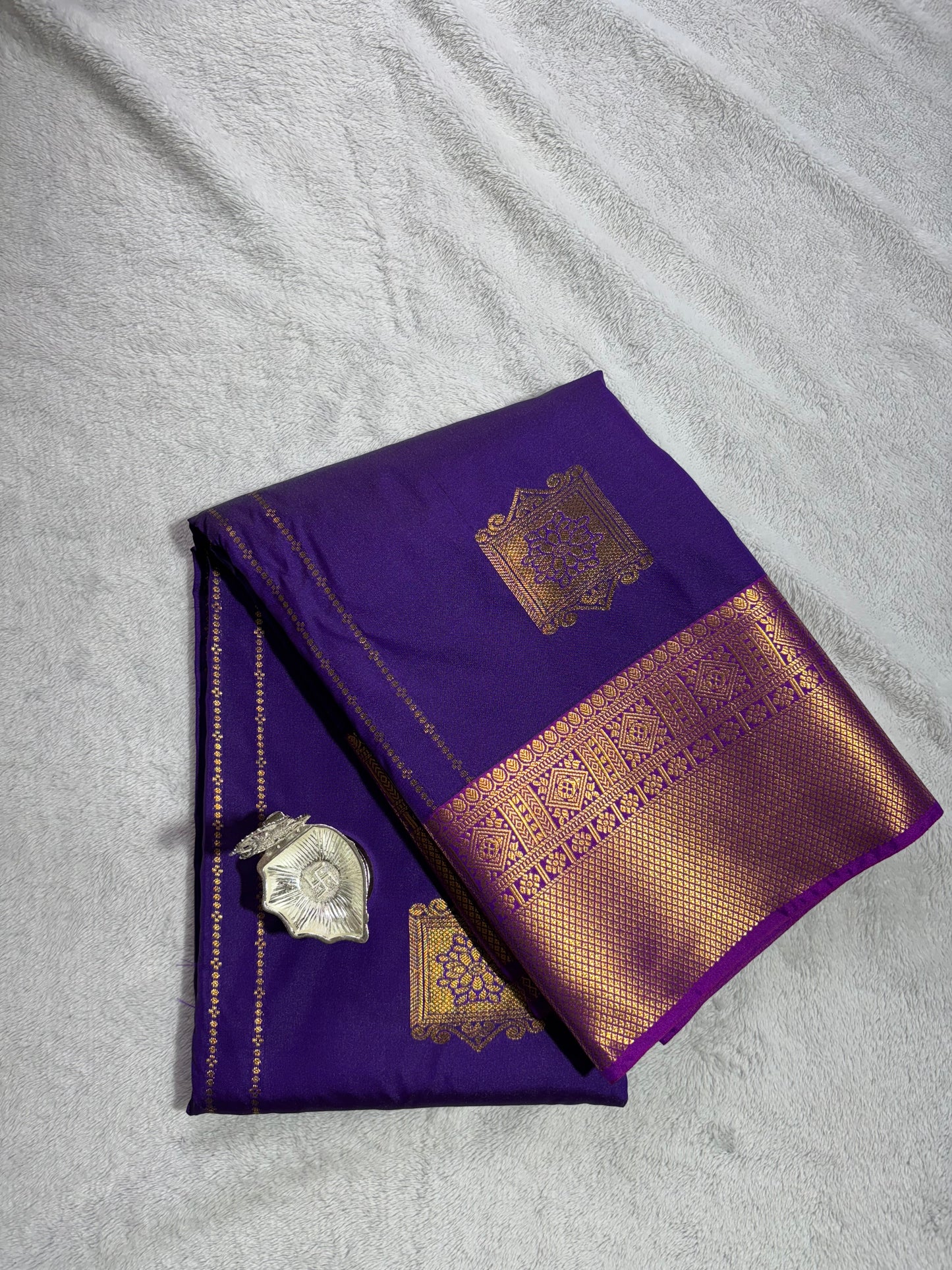 Purple with Pink contrast blouse Kanchipuram handloom soft silk saree