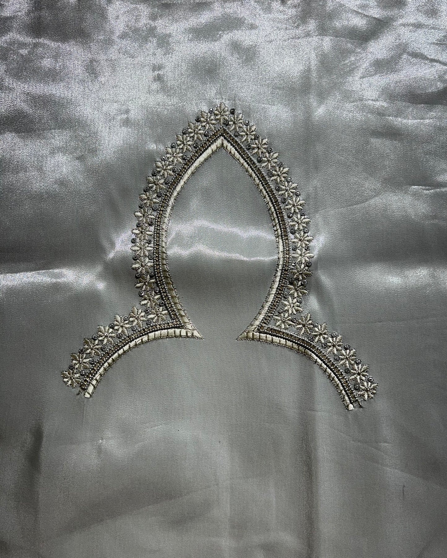 Silk blouse material with work - silver