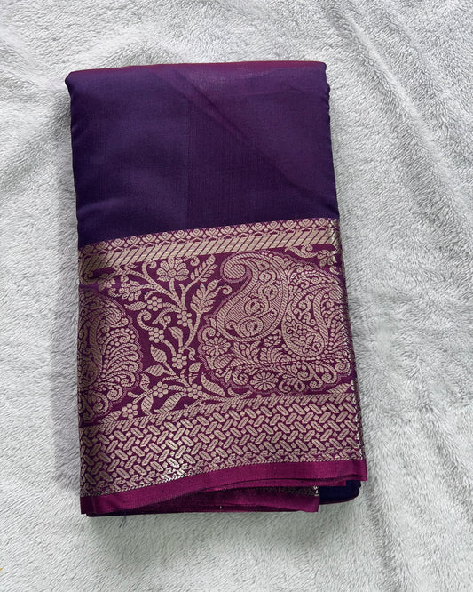 Wine with pink colour blouse semi silk saree