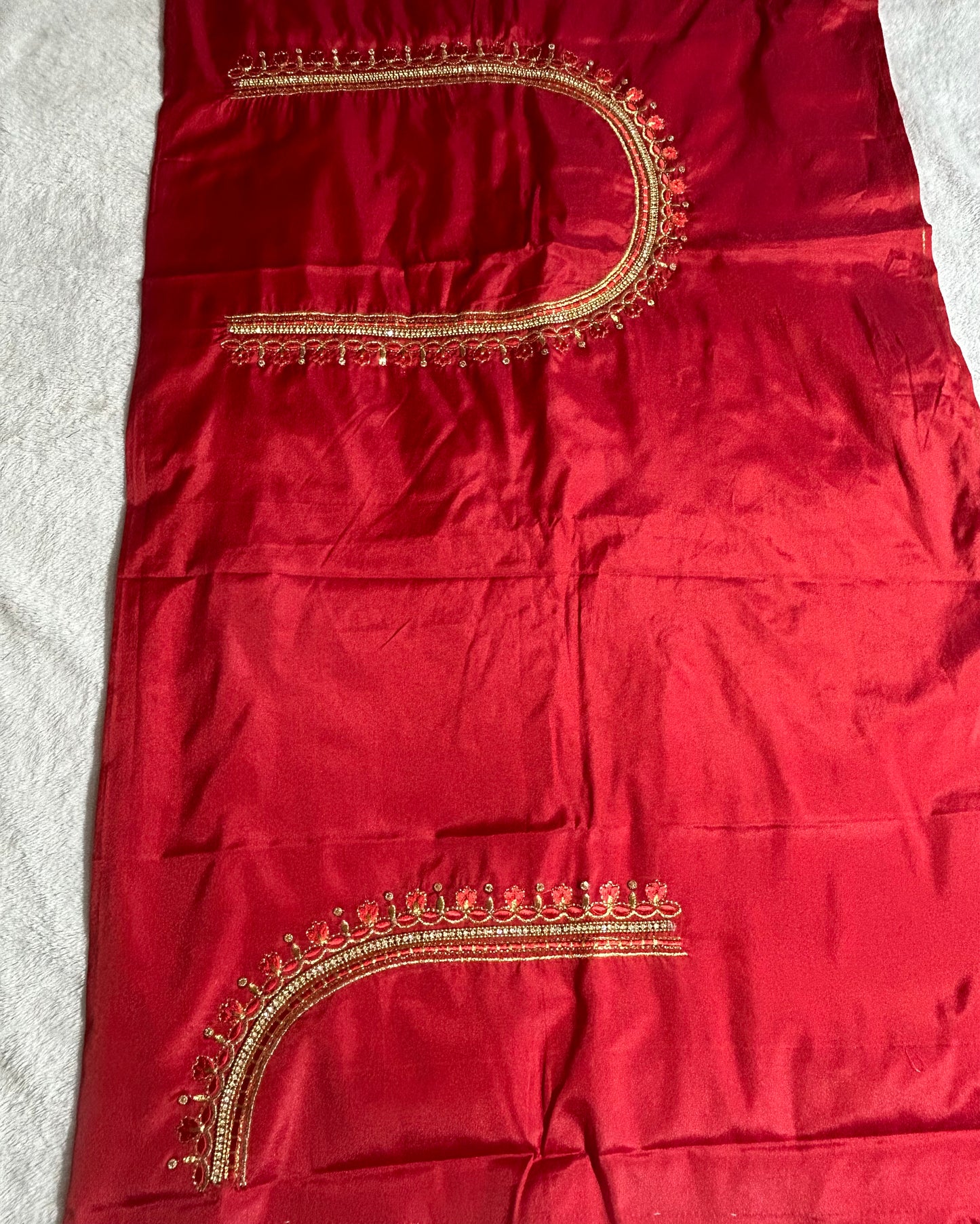 Silk Blouse material with work - Red