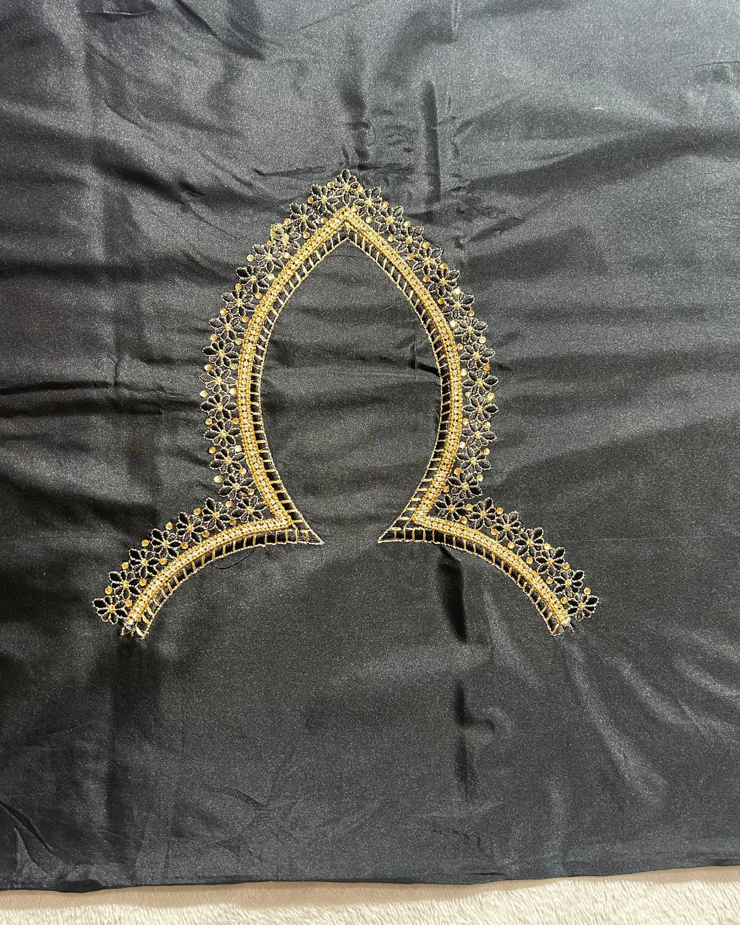Silk blouse material with work - Black