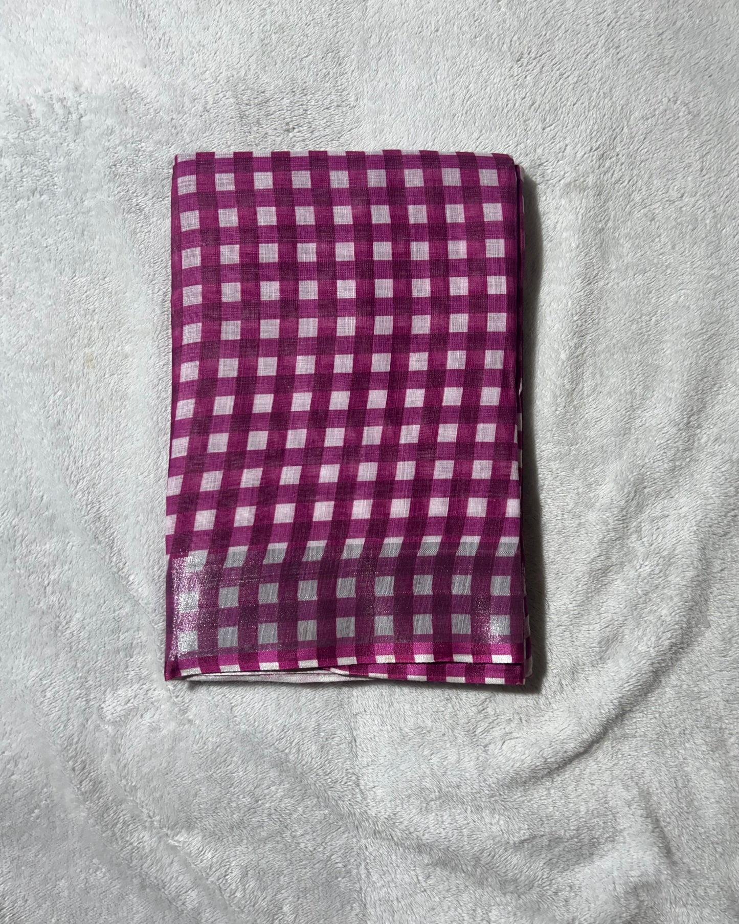 Nayanathara inspired checks saree in pink