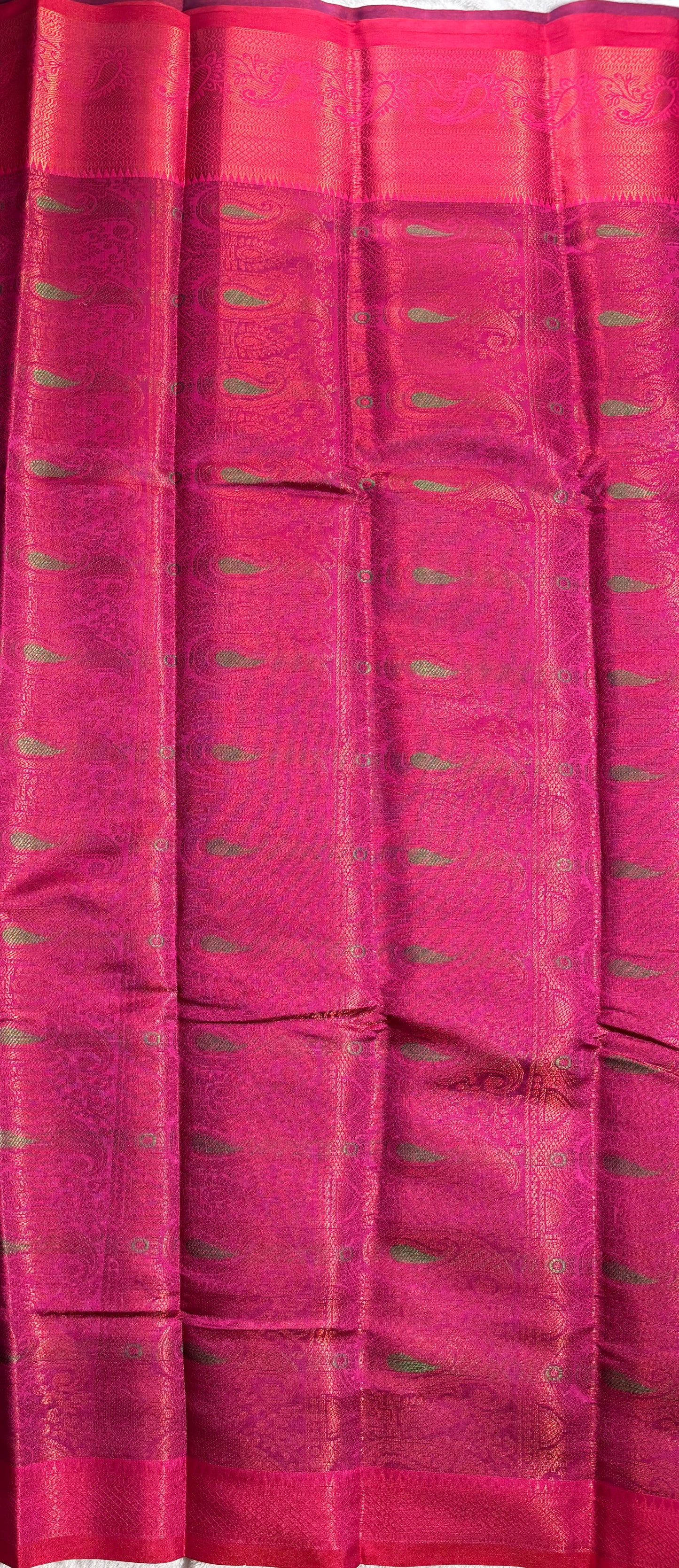 Violet with pink contrast blouse semi silk saree