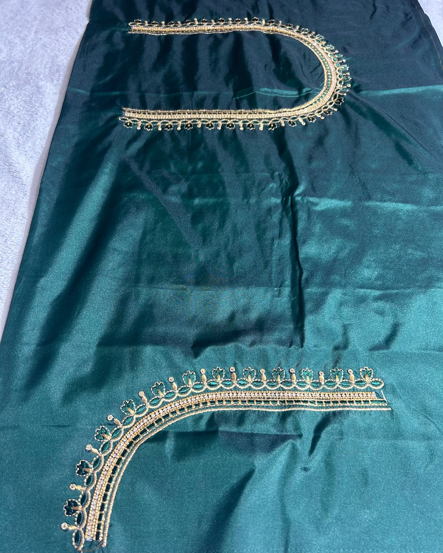 Silk Blouse material with work - Green