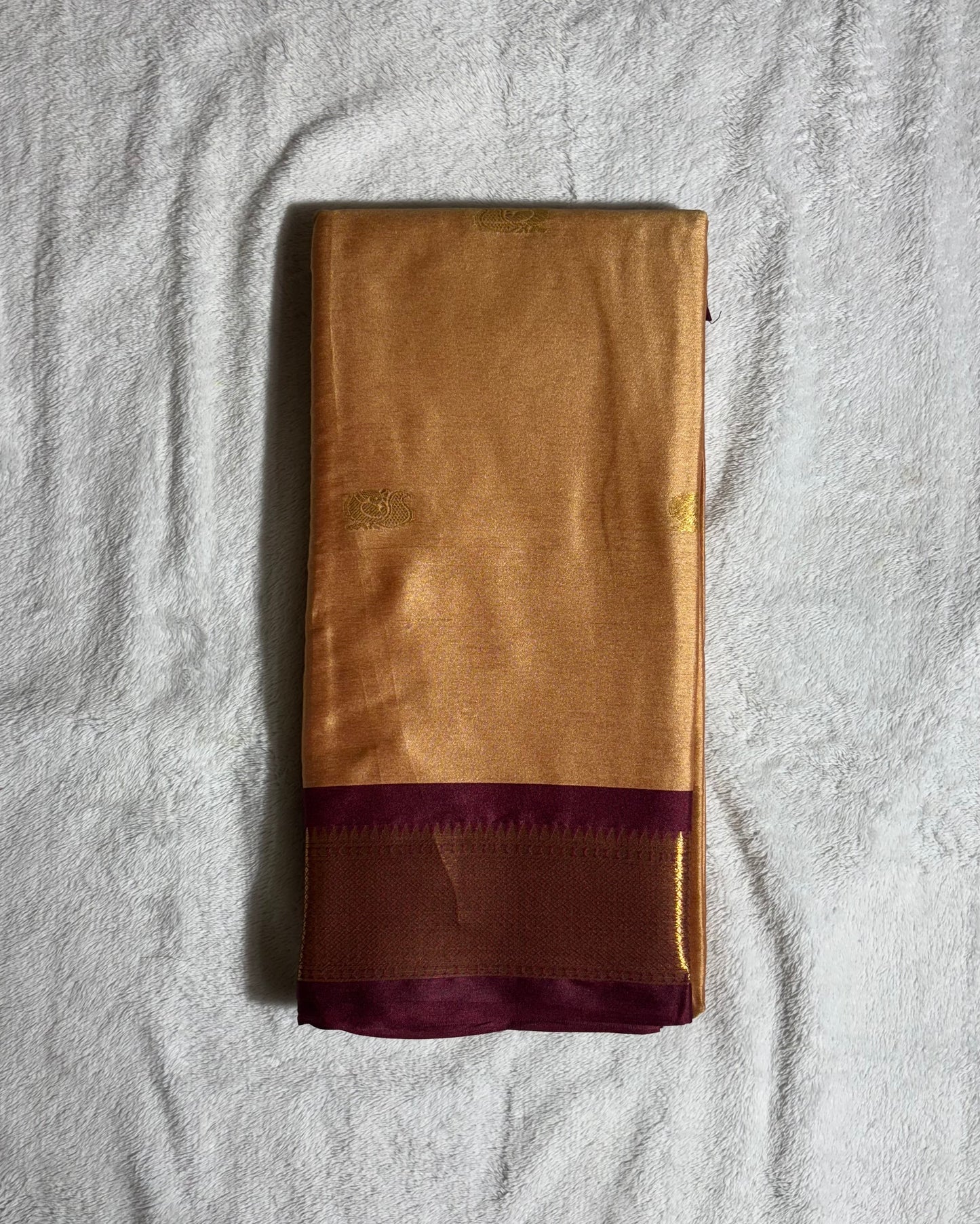 Light peach with maroon silk cotton saree