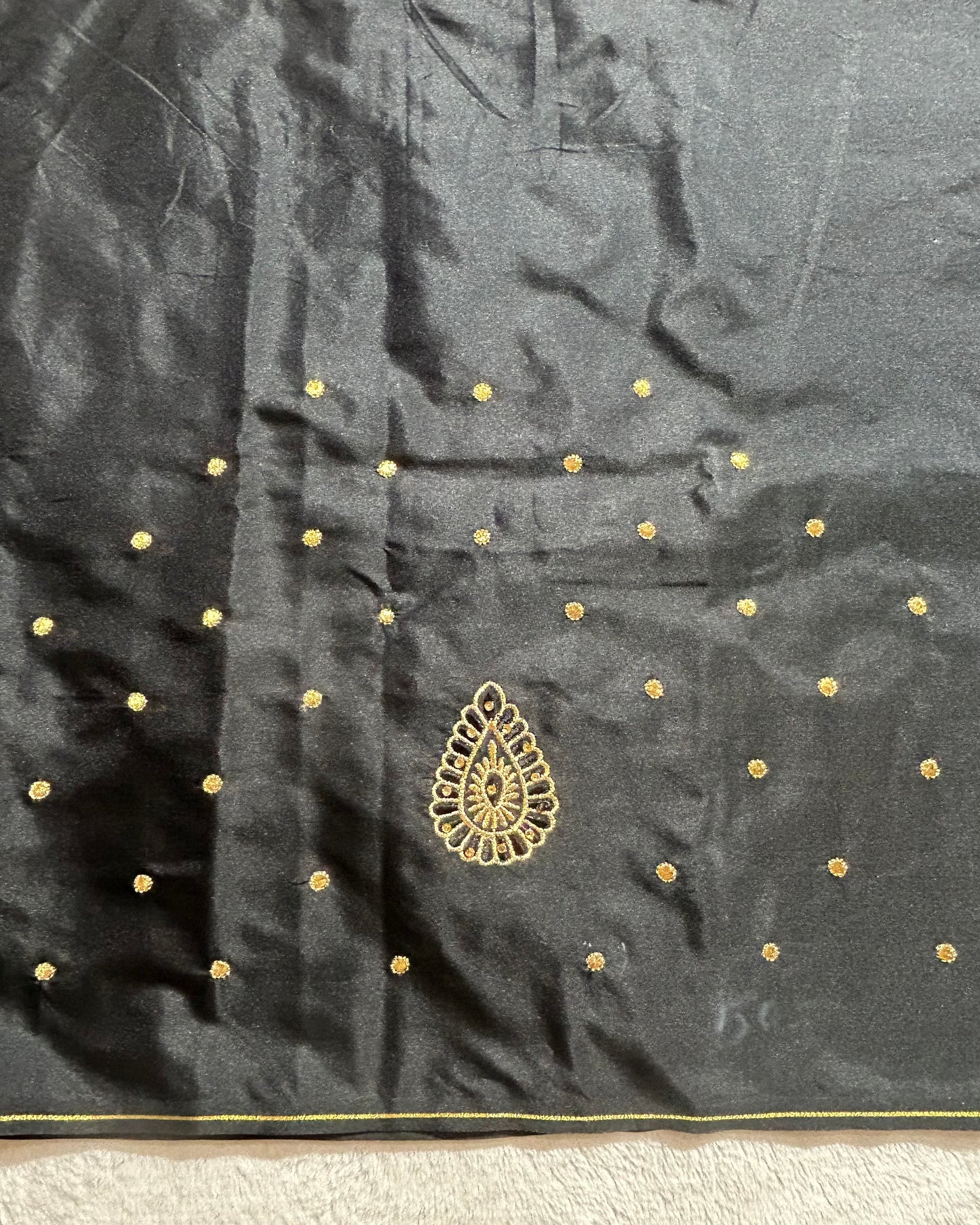 Silk blouse material with work - Black
