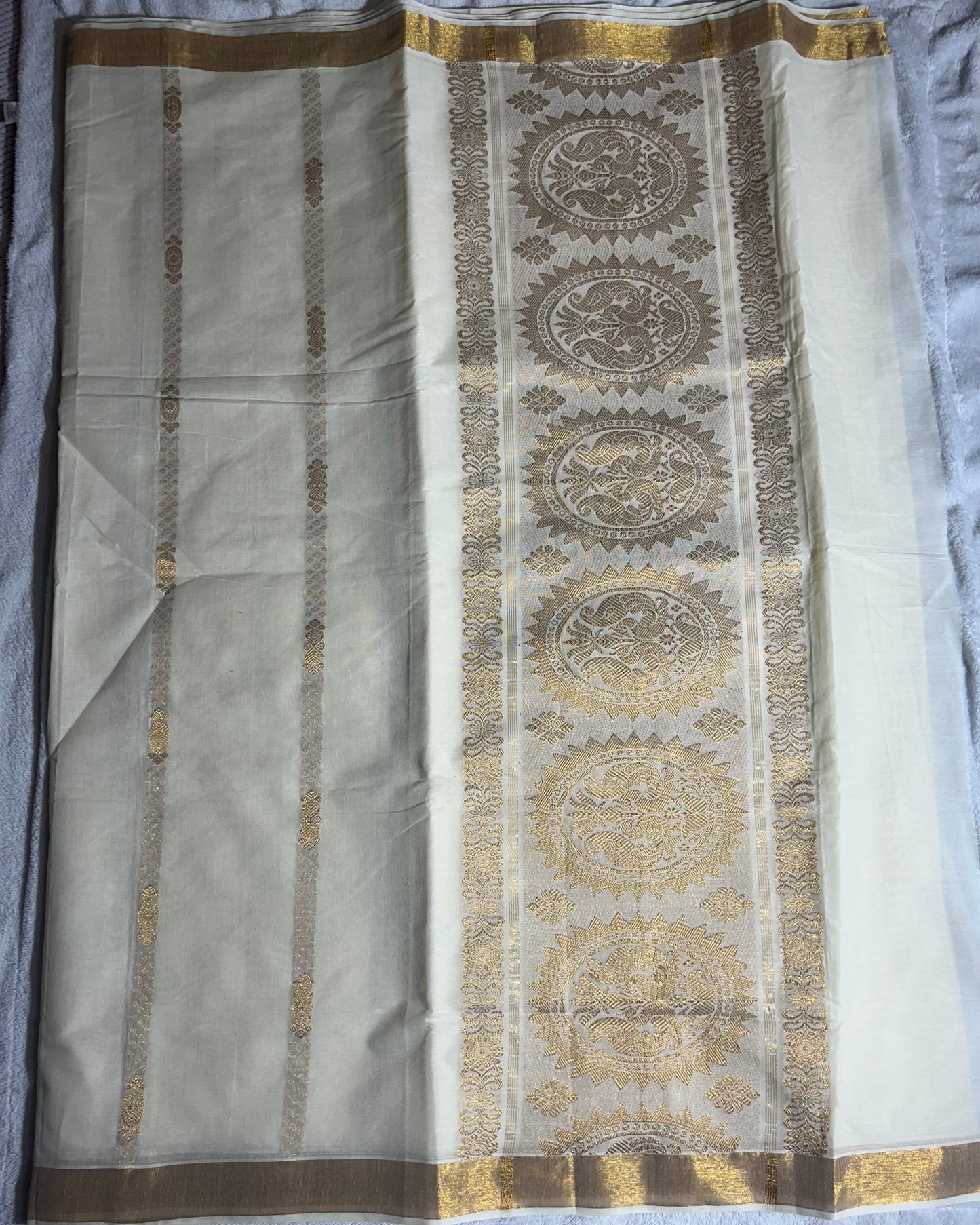 Onam special collection Kerala saree with Rich Pallu with peacock design and with blouse
