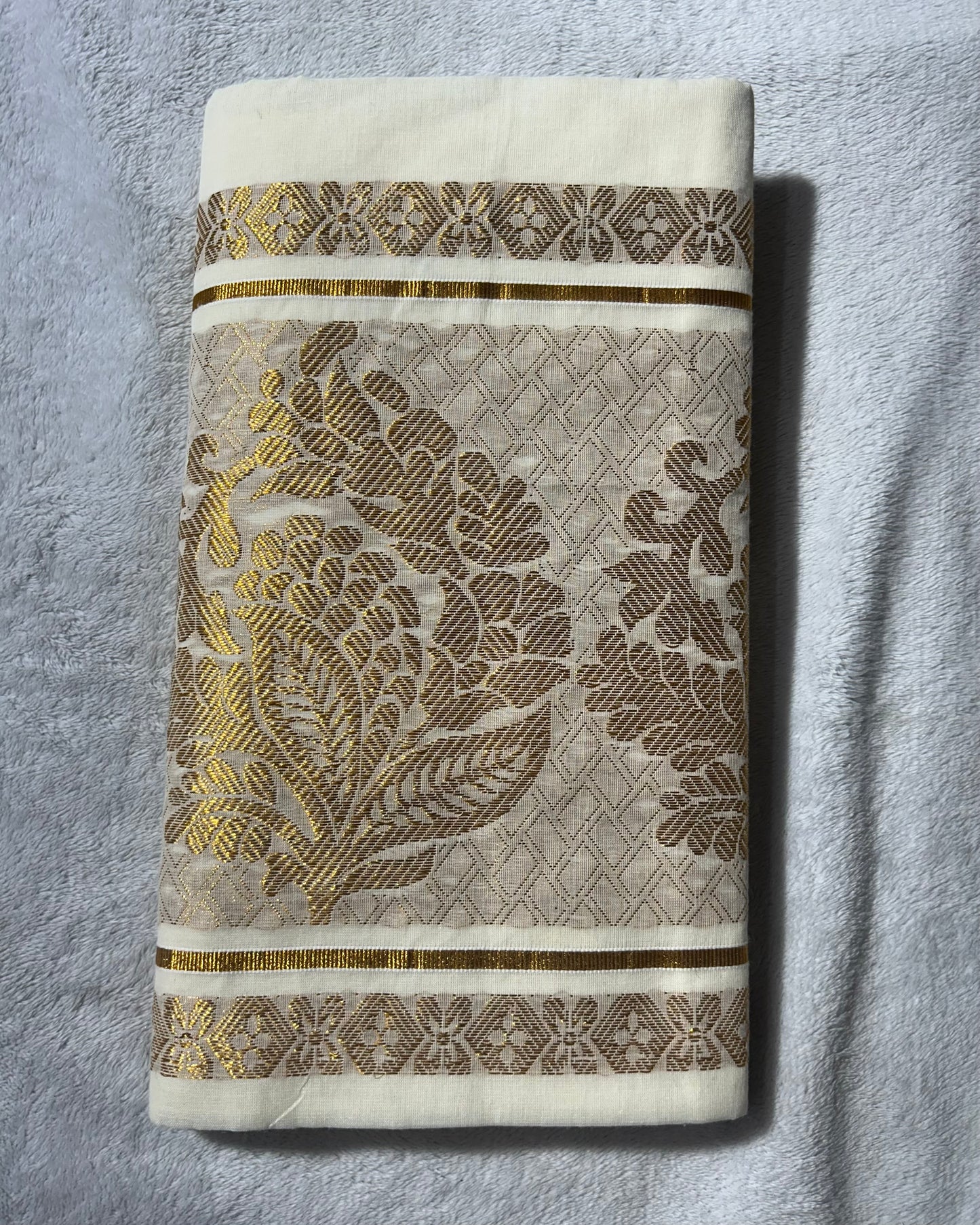 Onam special collection Kerala saree with Rich Pallu with Leaf design and with blouse