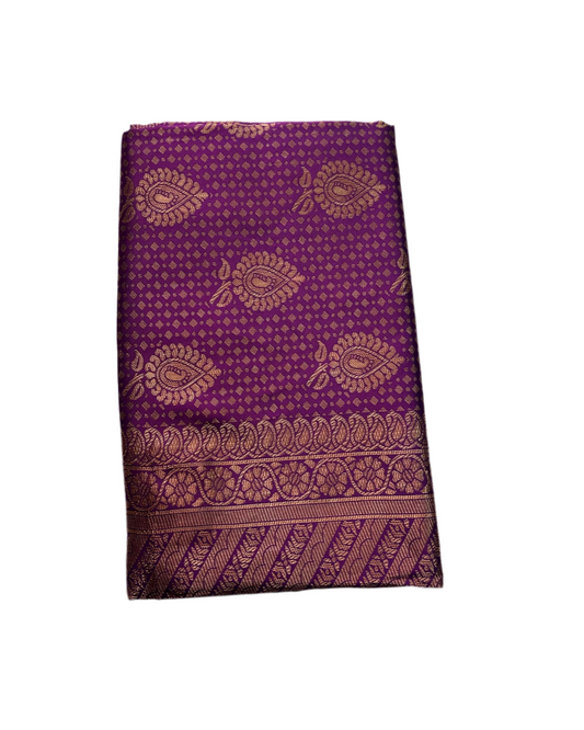 Violet semi silk fancy saree with all over zari work