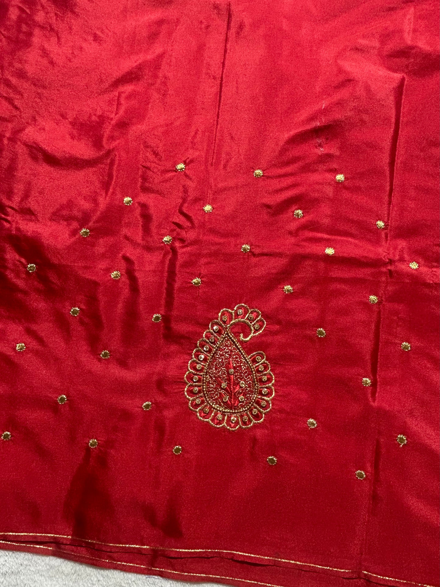Silk Blouse material with work - Red