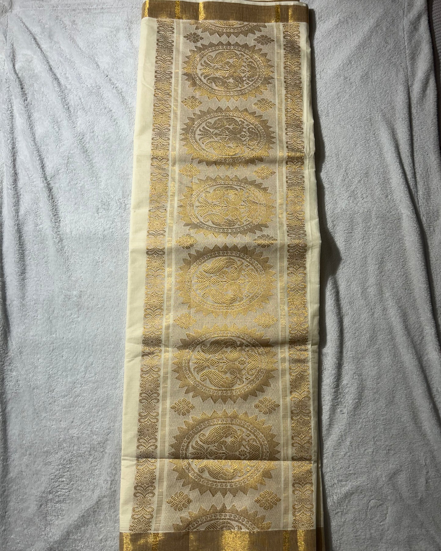 Onam special collection Kerala saree with Rich Pallu with peacock design and with blouse